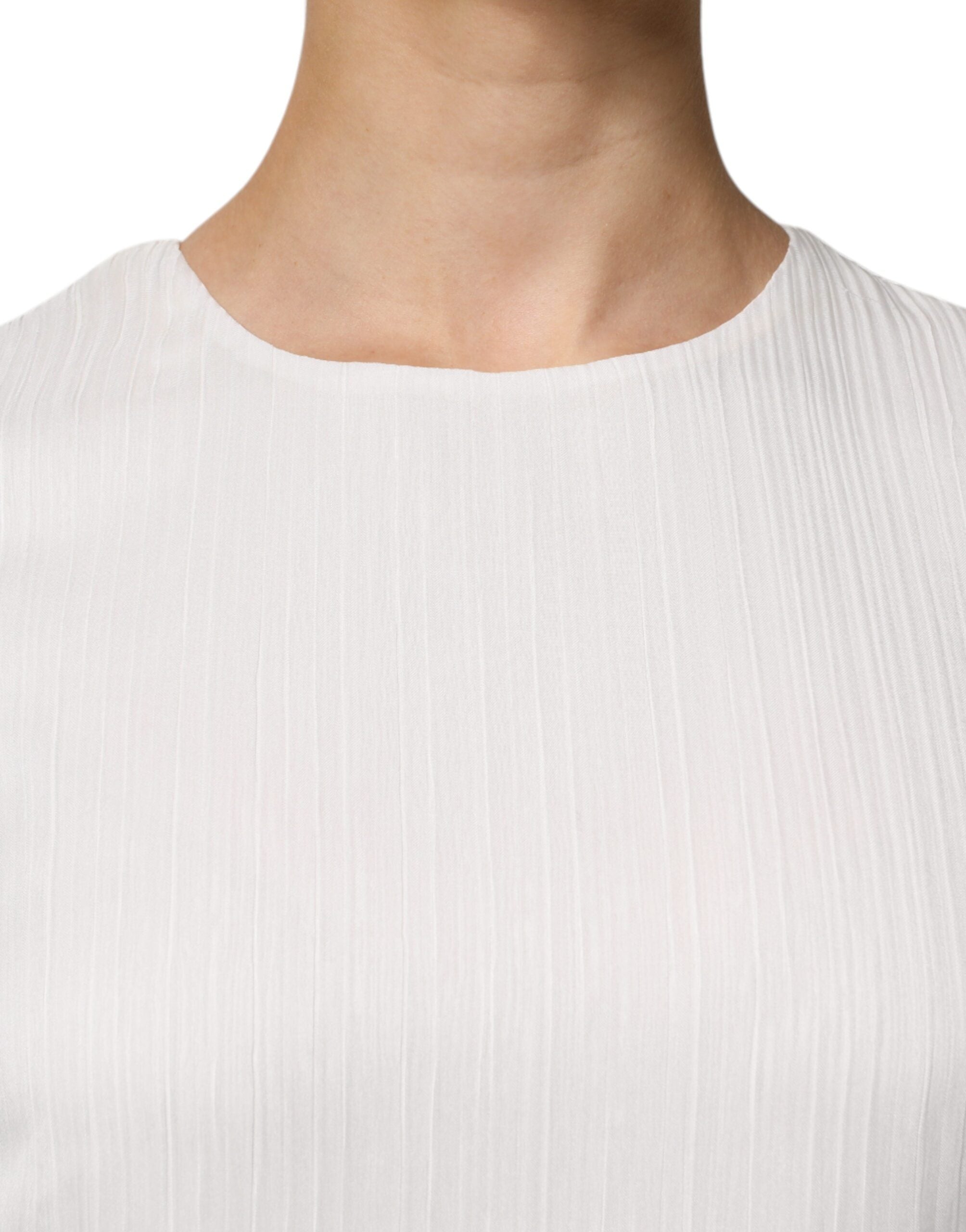 Peserico White Sleeveless Round Neck Shift Long Maxi Dress LUNESCAPE