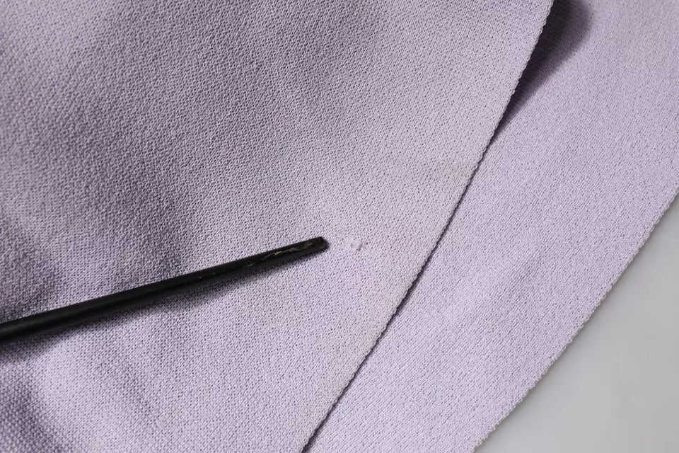 Blumarine Purple Short Sleeves Floral Lace Trim A-line Midi Dress LUNESCAPE