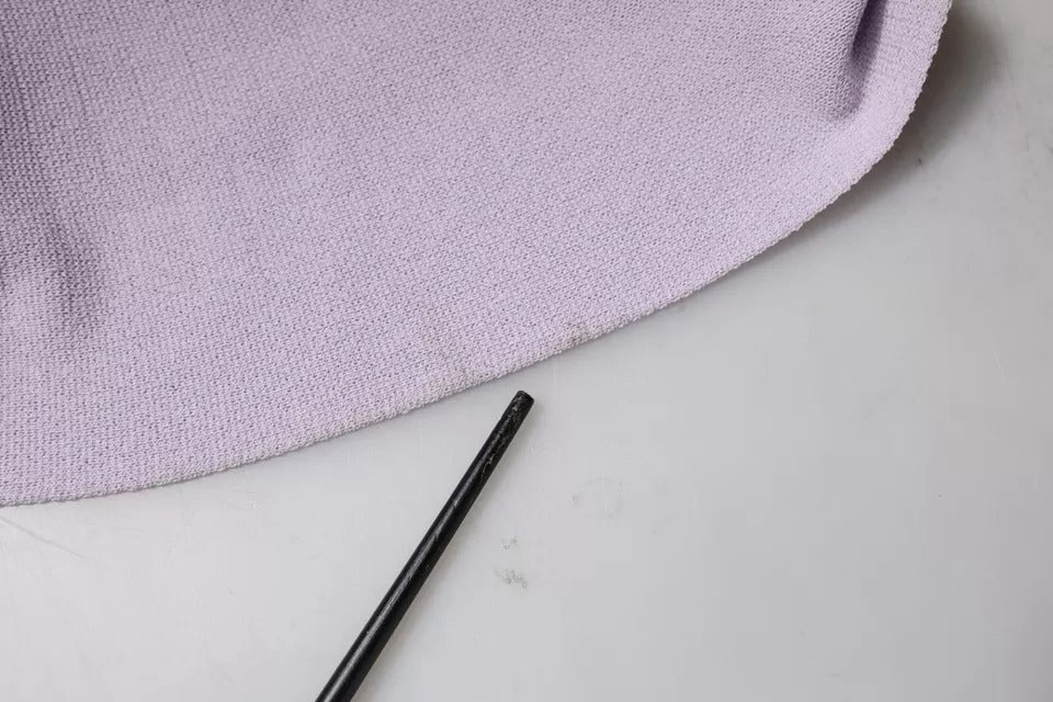 Blumarine Purple Short Sleeves Floral Lace Trim A-line Midi Dress LUNESCAPE