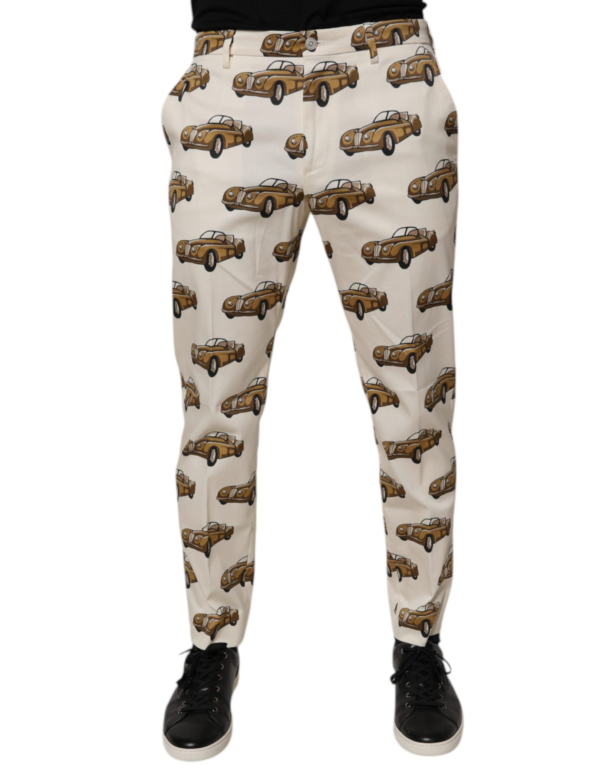 Dolce & Gabbana Off White Cars Cotton Skinny Men Denim Jeans LUNESCAPE