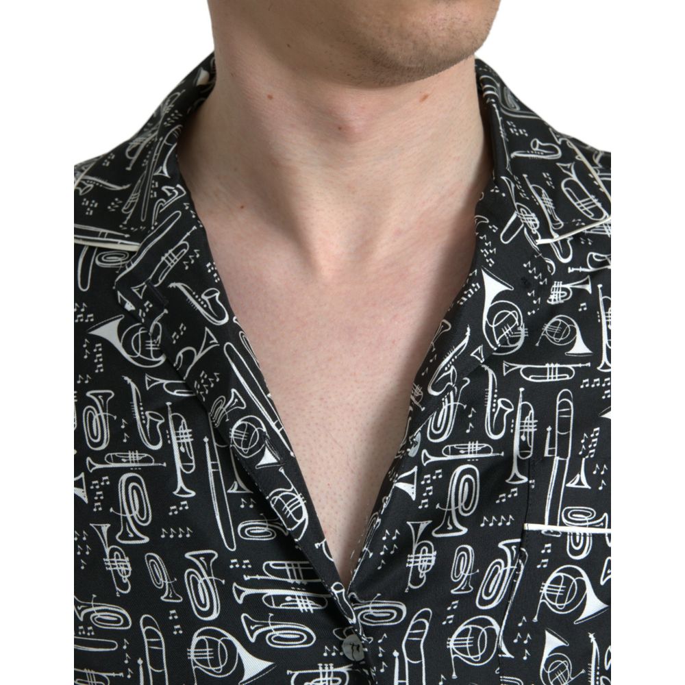 Dolce & Gabbana Black Silk Brass Band Shirt