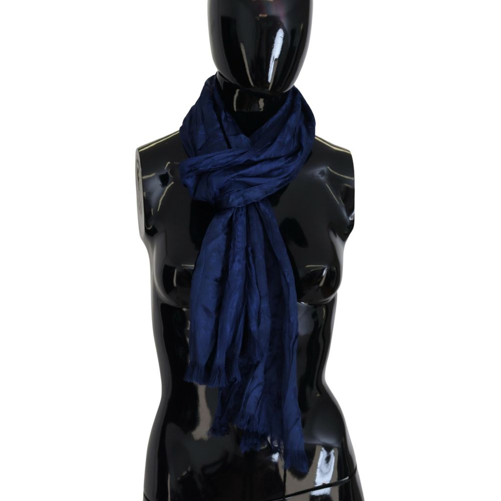 Costume National Blue Silk Material Scarf LUNESCAPE