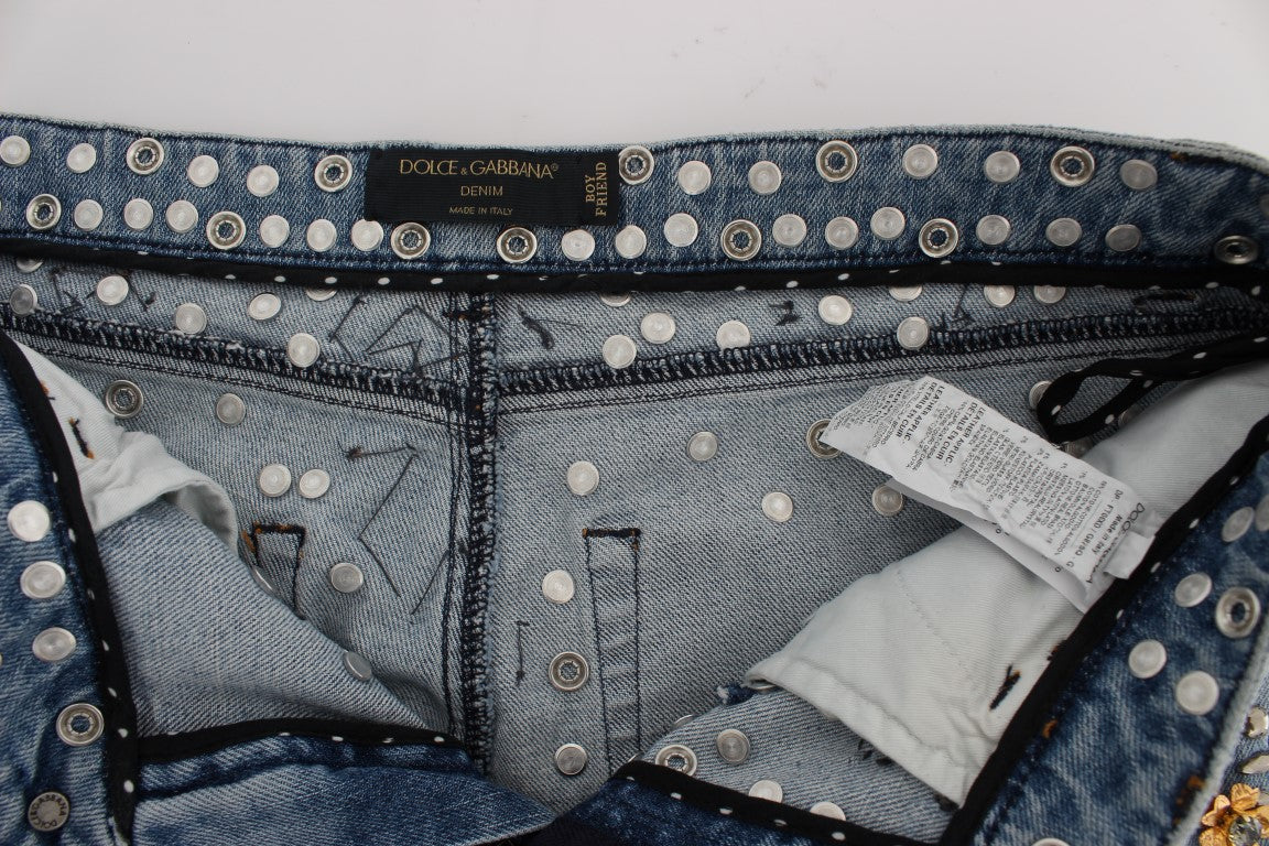 Dolce & Gabbana Crystal Roses Heart Embellished Jeans LUNESCAPE