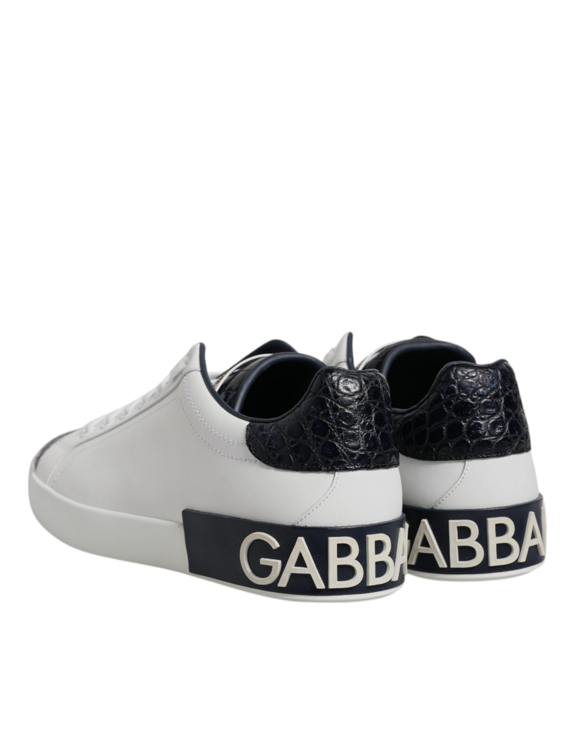 Dolce & Gabbana White Black Leather Portofino Sneaker Shoes LUNESCAPE