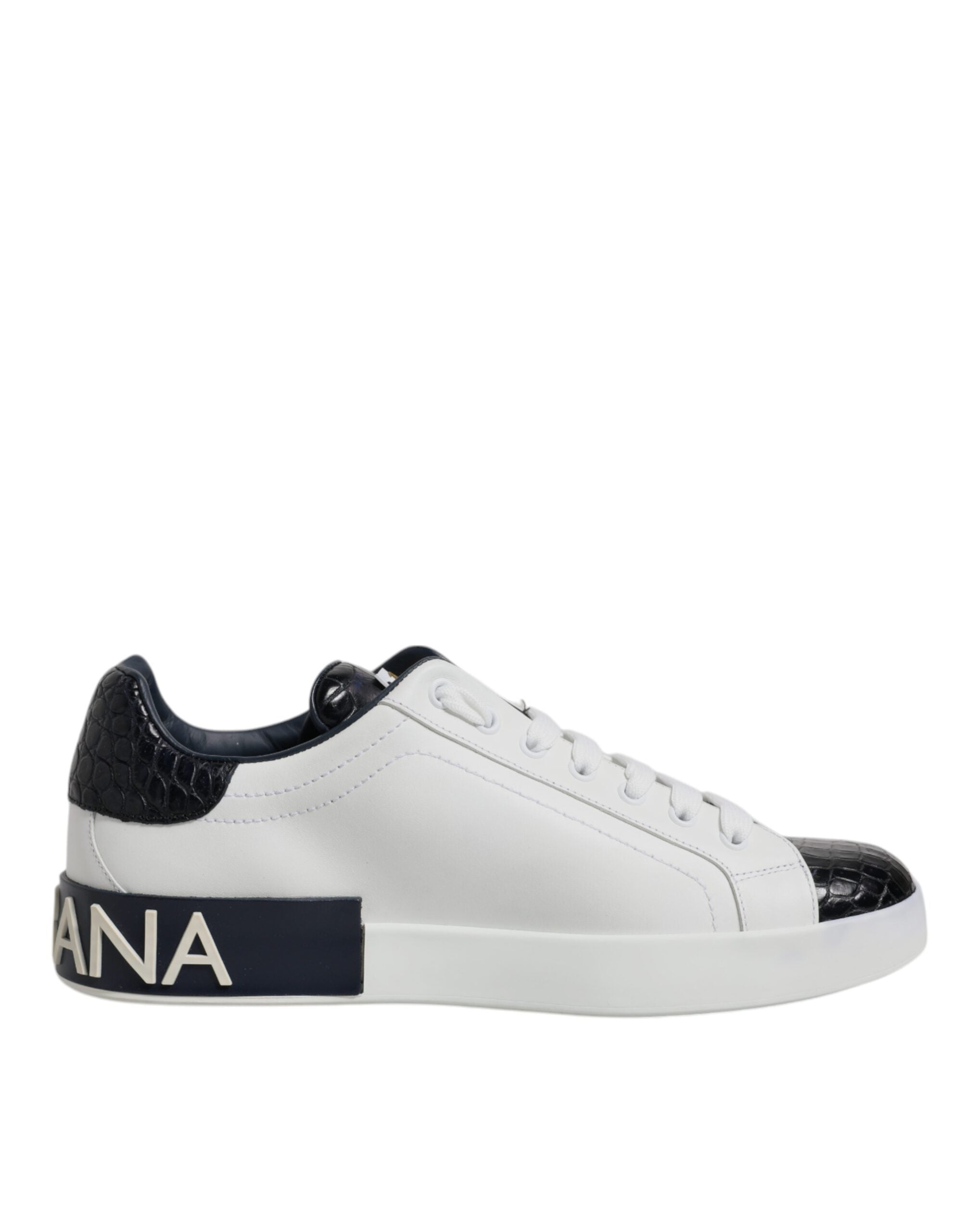 Dolce & Gabbana White Black Leather Portofino Sneaker Shoes LUNESCAPE