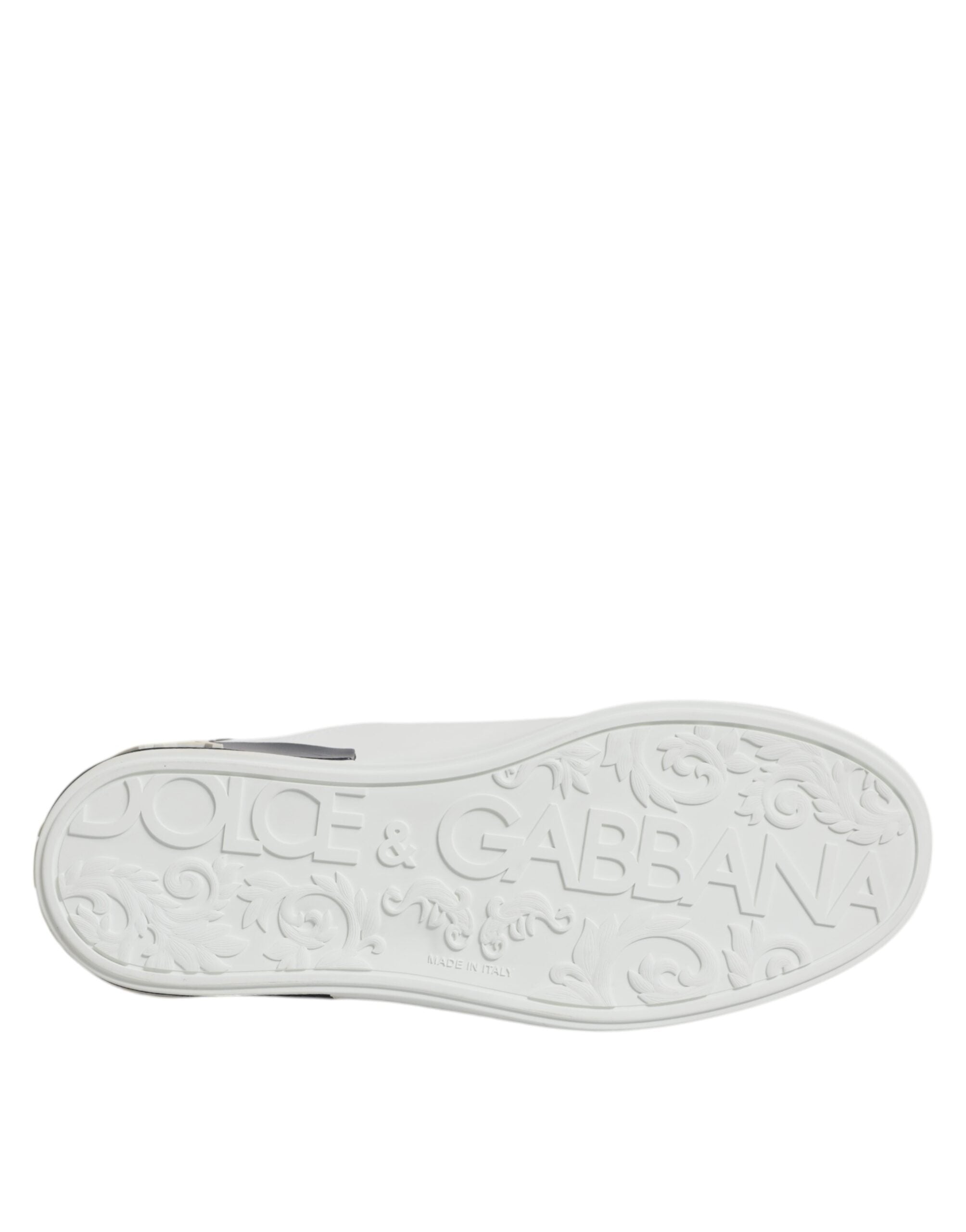 Dolce & Gabbana White Black Leather Portofino Sneaker Shoes LUNESCAPE