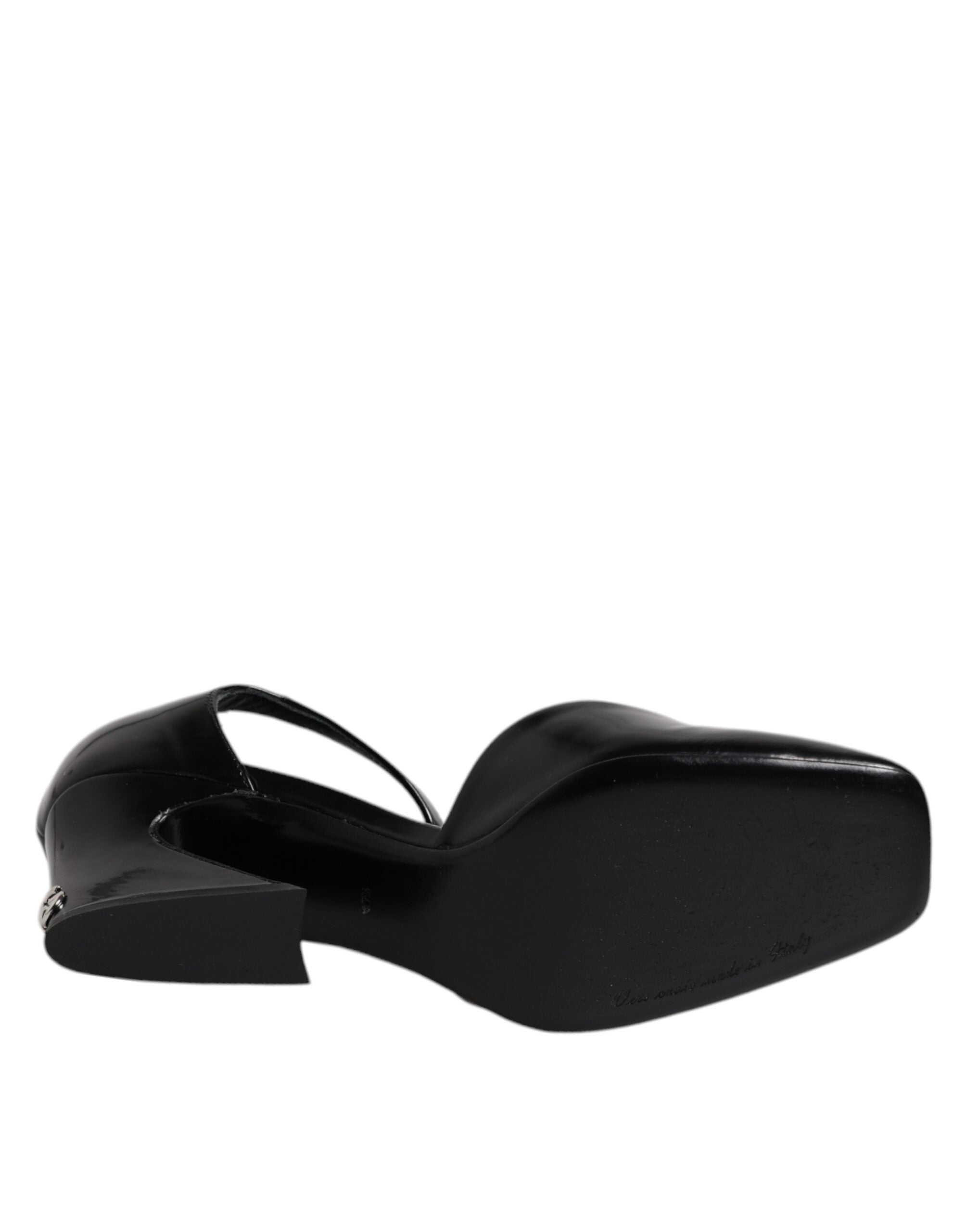 Dolce & Gabbana Black Leather Jackie Ankle Strap Block Heel Pump LUNESCAPE