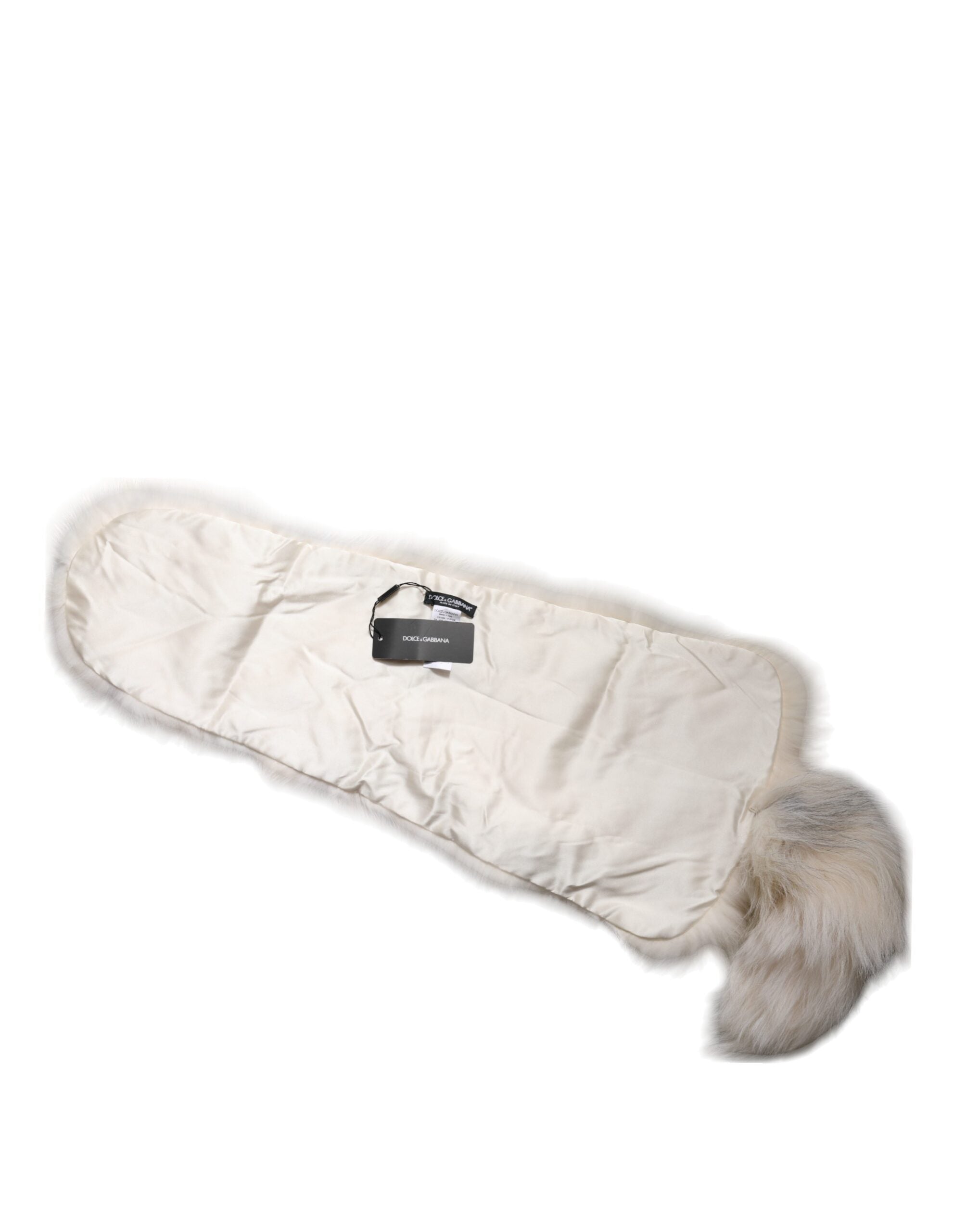 Dolce & Gabbana White Fox Fur Neck Wrap Warmer Winter Scarf LUNESCAPE