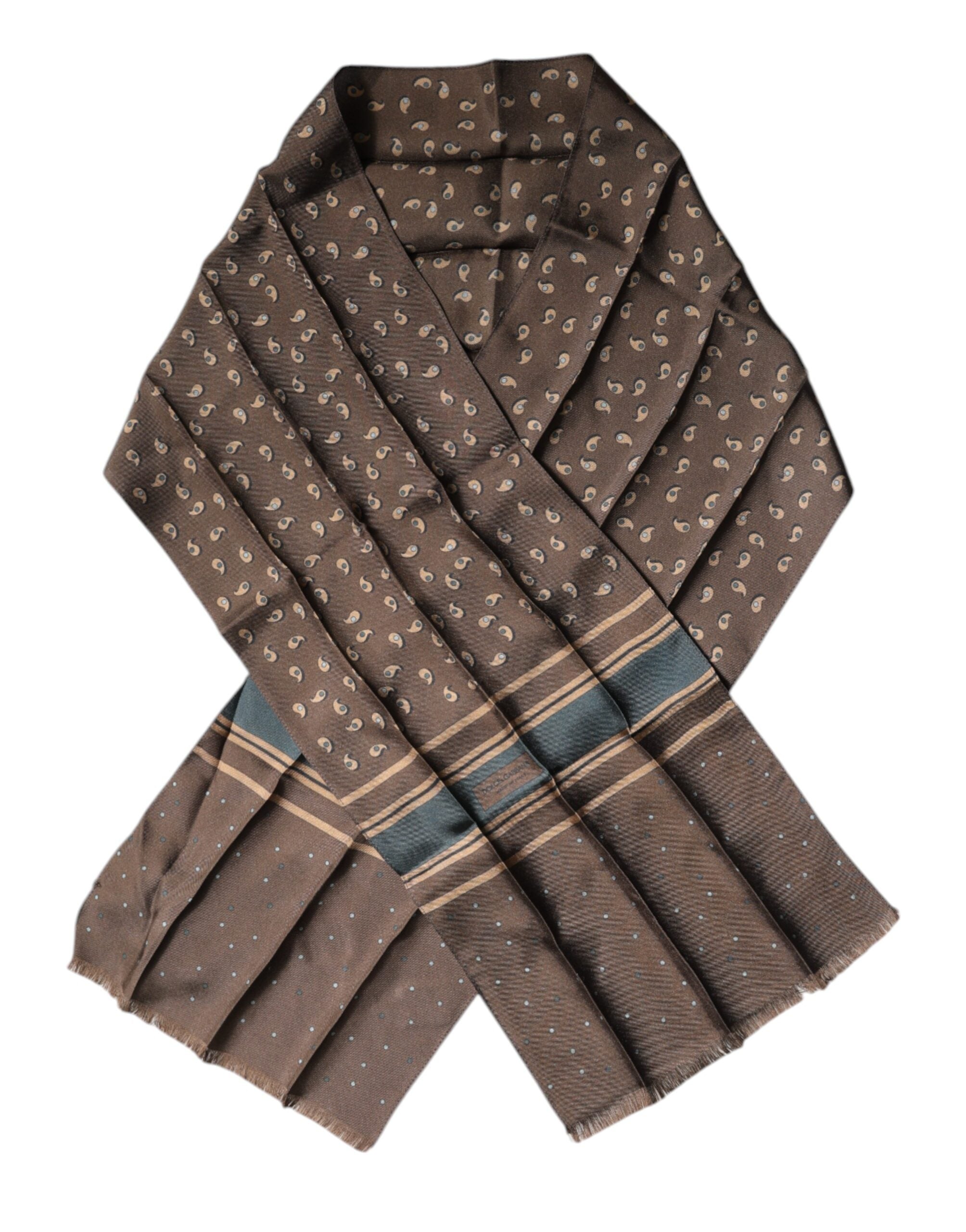 Dolce & Gabbana Brown Fantasy Silk Neck Wrap Shawl Scarf