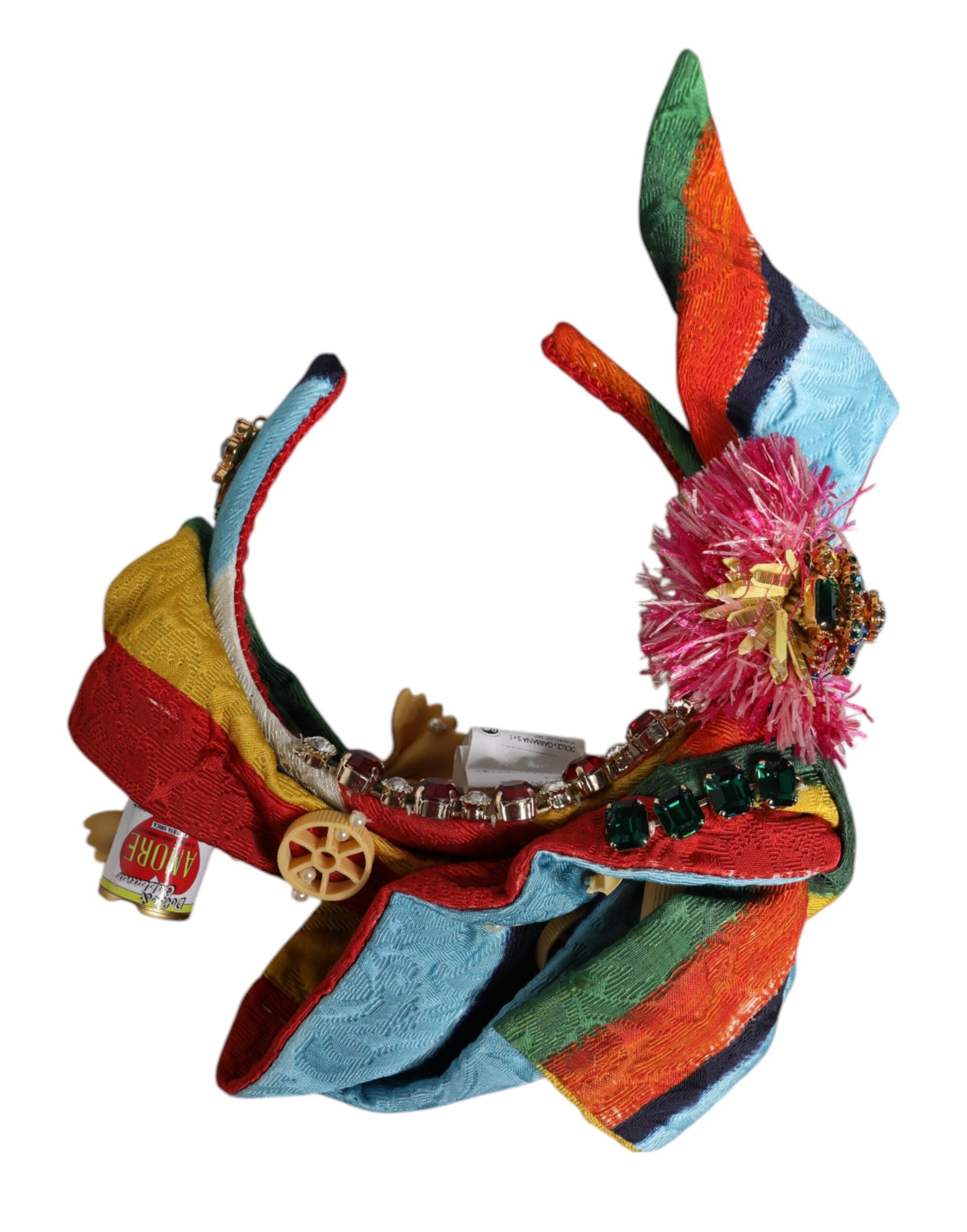 Dolce & Gabbana Multicolor Floral Patchwork Crystal Embellished Headband LUNESCAPE