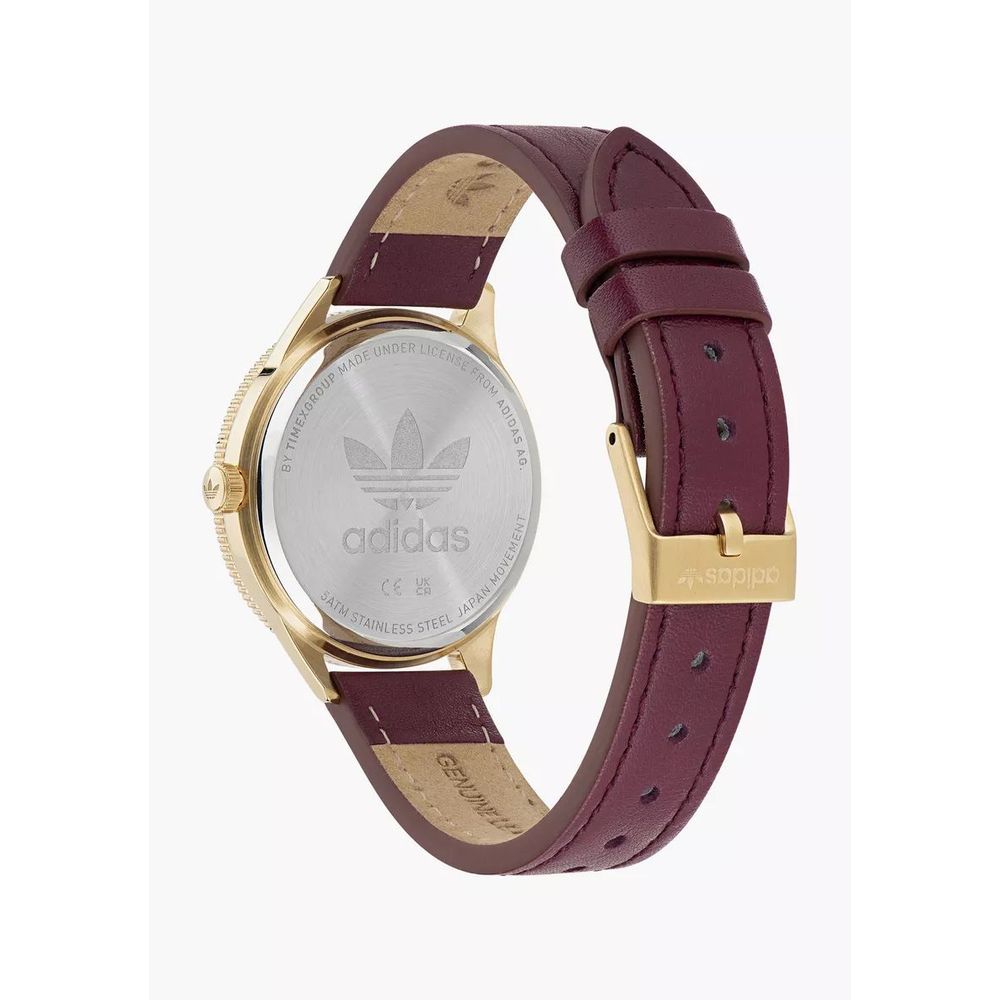 Adidas Red Leather Watch LUNESCAPE