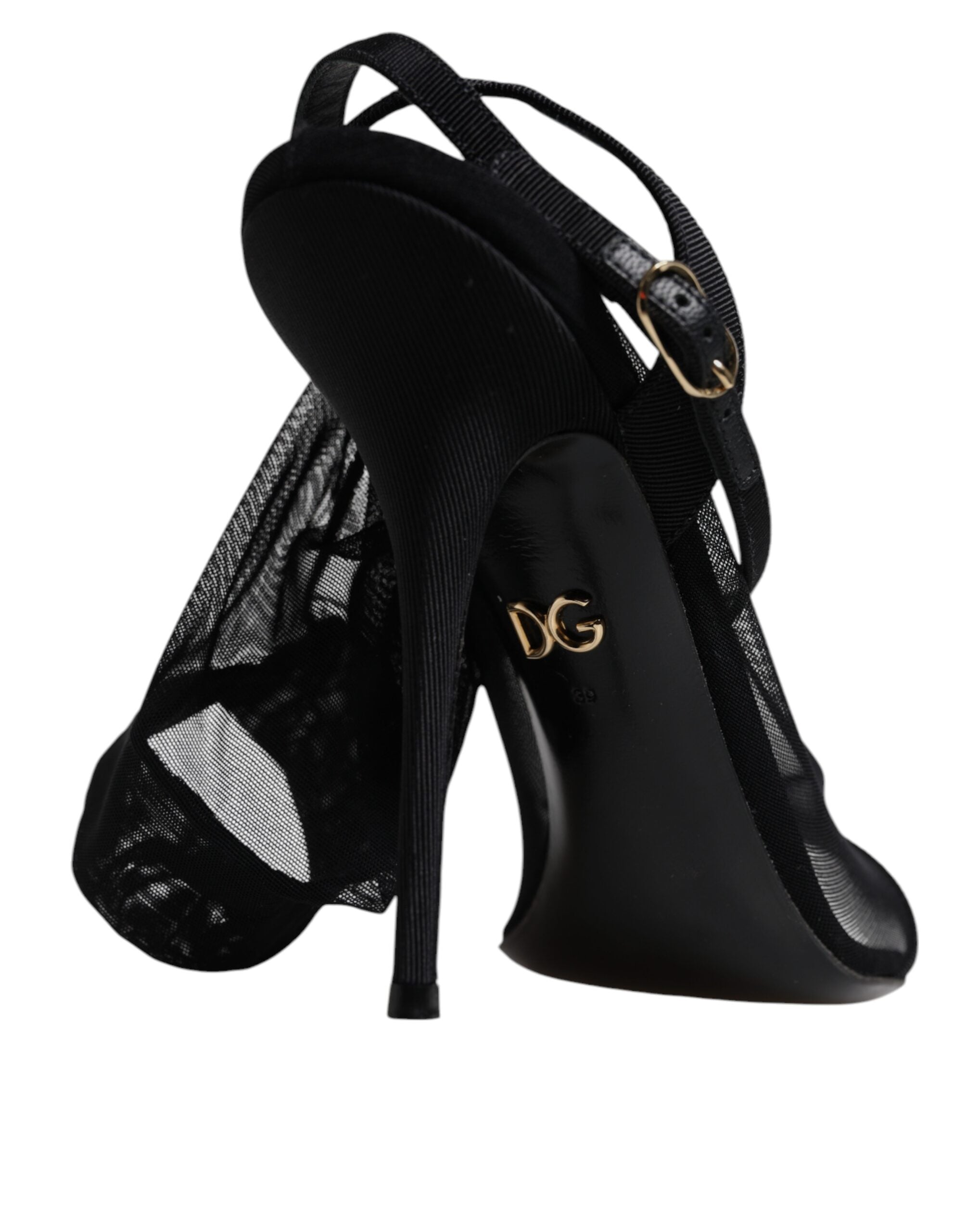 Dolce & Gabbana Black Tulle Stretch Stiletto Heel Sandal-Look Sock Boot LUNESCAPE