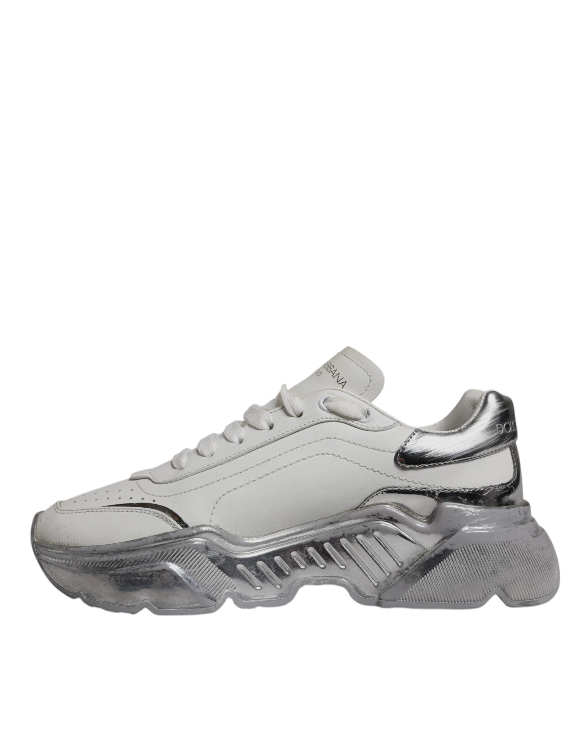 Dolce & Gabbana White Silver Daymaster Low Top Sneaker Shoes