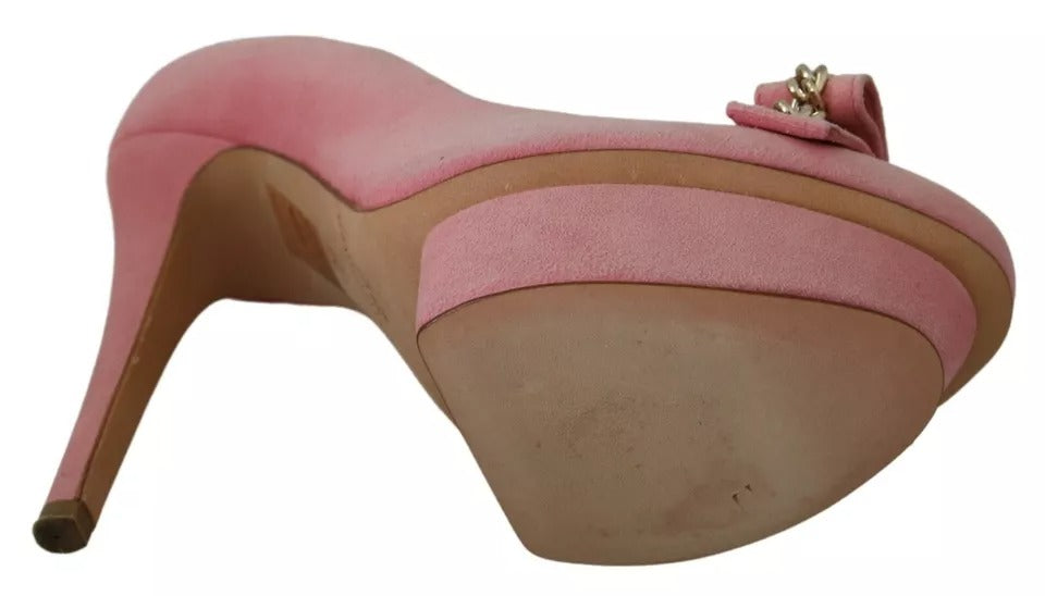 Elisabetta Franchi Pink Bow Stiletto Heel Pumps Shoes LUNESCAPE
