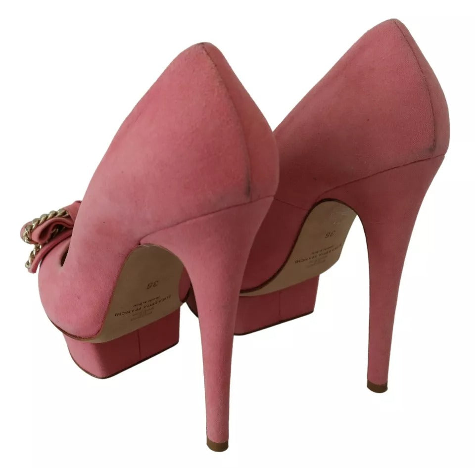 Elisabetta Franchi Pink Bow Stiletto Heel Pumps Shoes LUNESCAPE