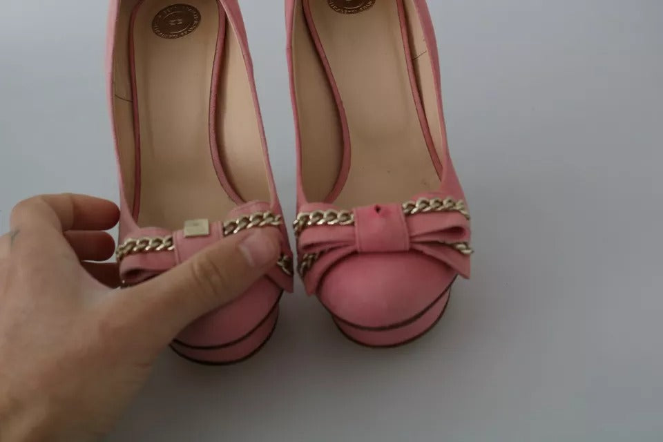 Elisabetta Franchi Pink Bow Stiletto Heel Pumps Shoes LUNESCAPE