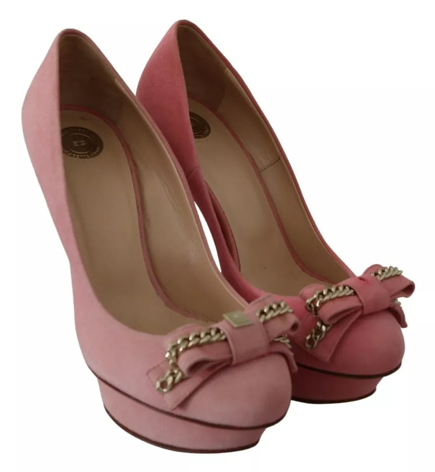 Elisabetta Franchi Pink Bow Stiletto Heel Pumps Shoes LUNESCAPE