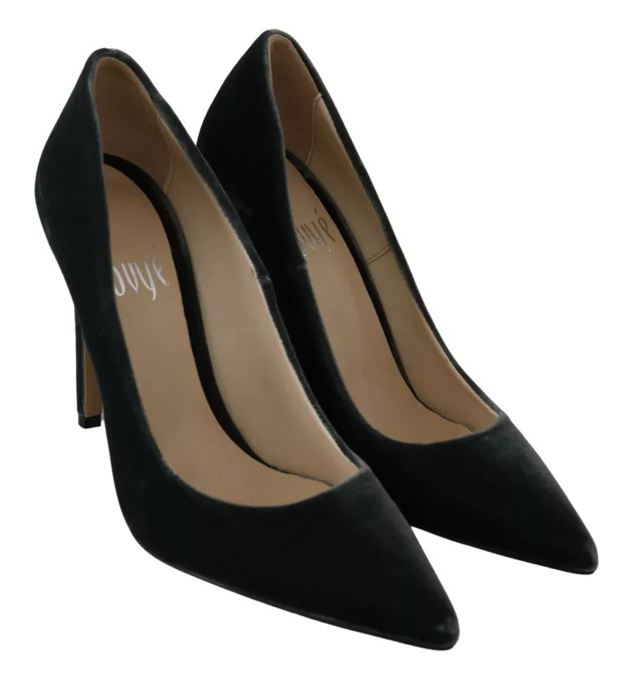 Ovyé Gray Velvet Dress Stiletto Pumps Shoes LUNESCAPE