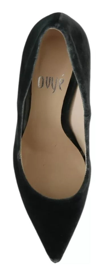 Ovyé Gray Velvet Dress Stiletto Pumps Shoes LUNESCAPE