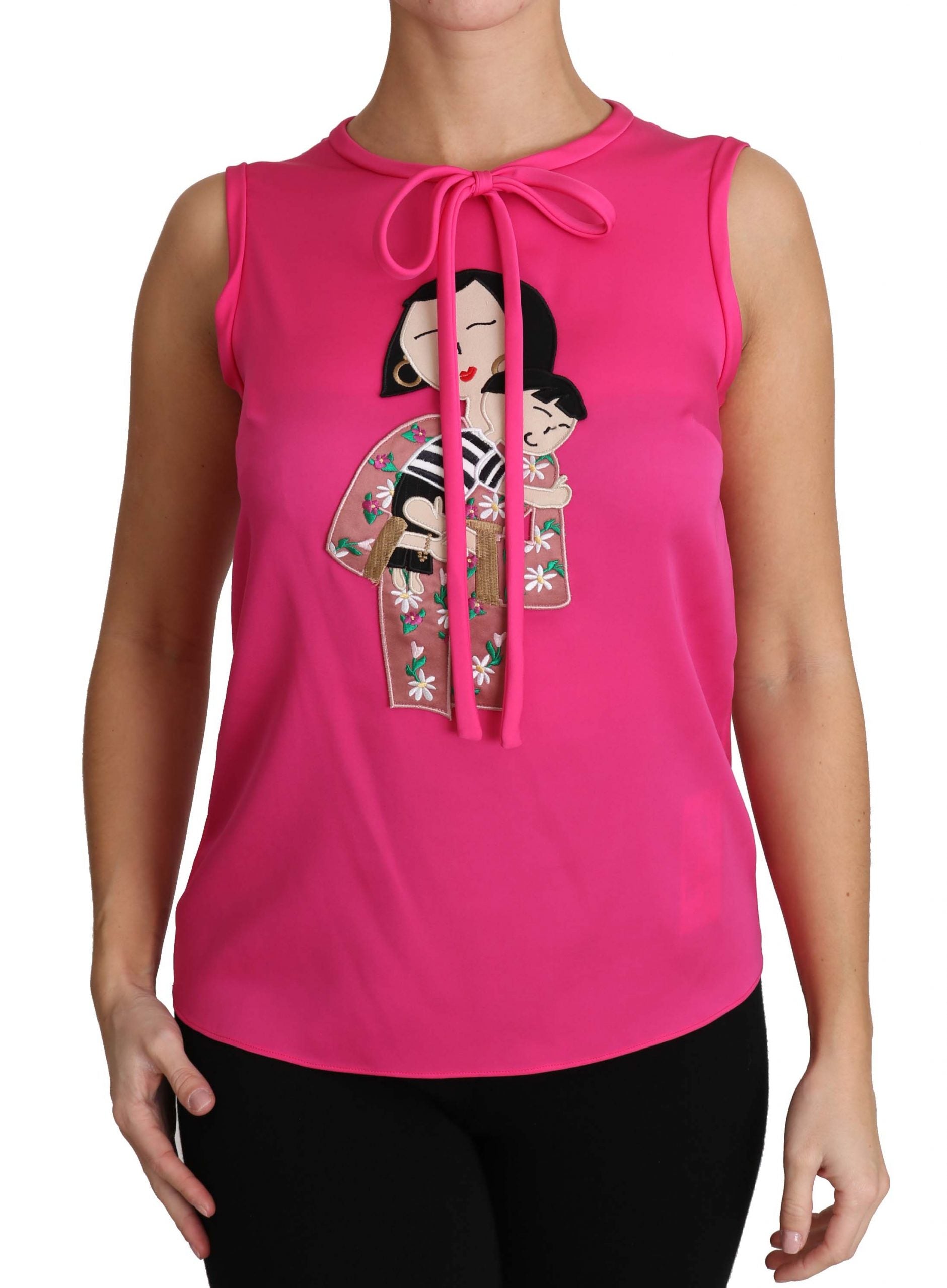 Dolce & Gabbana Pink Family Silk Tank Mama Blouse Top Shirt LUNESCAPE