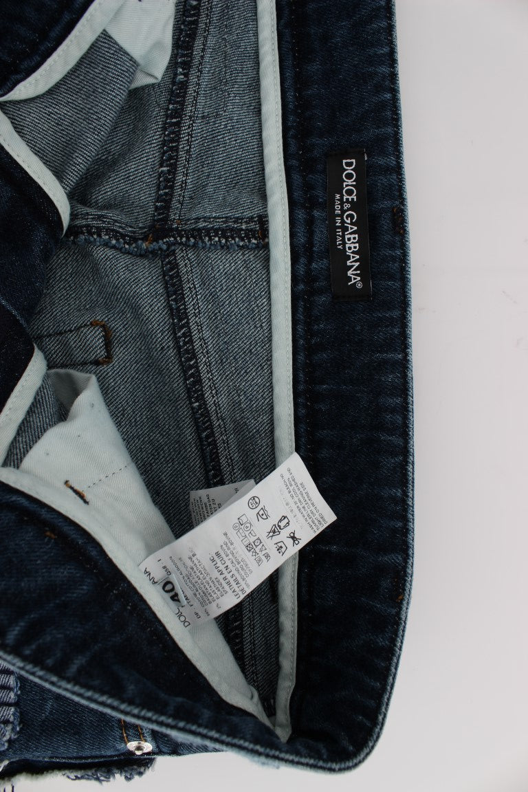 Dolce & Gabbana Stretch Blue Patchwork Jeans Shorts LUNESCAPE