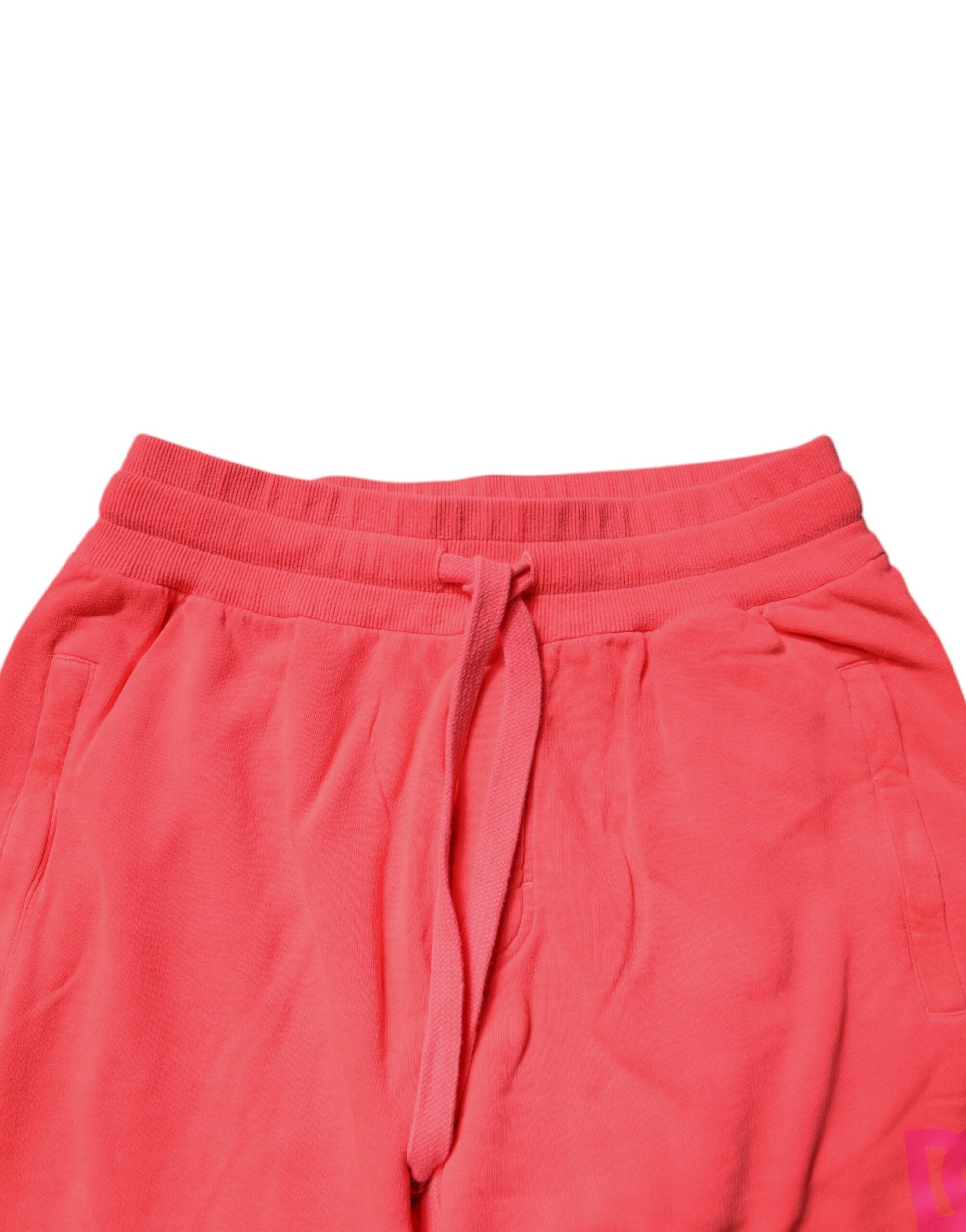 Dolce & Gabbana Neon Red Cotton Jogger Men Sweatpants Pants