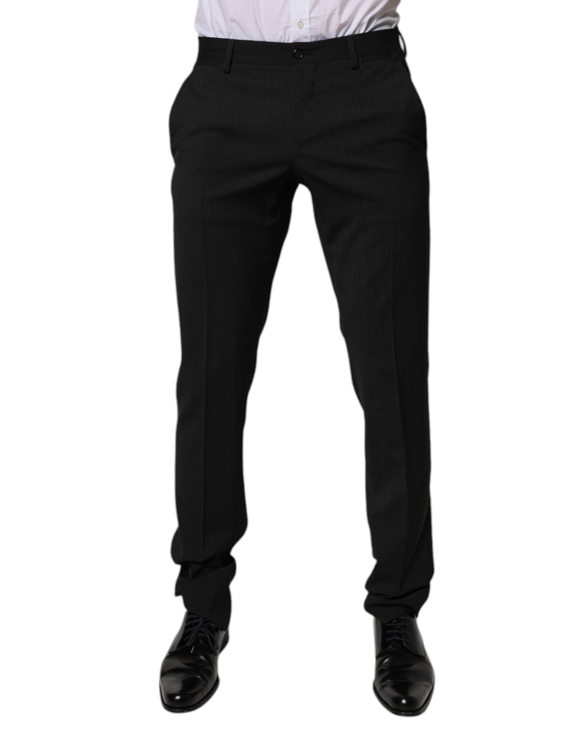 Dolce & Gabbana Black Polyester Tapered Formal Men Dress Pants LUNESCAPE