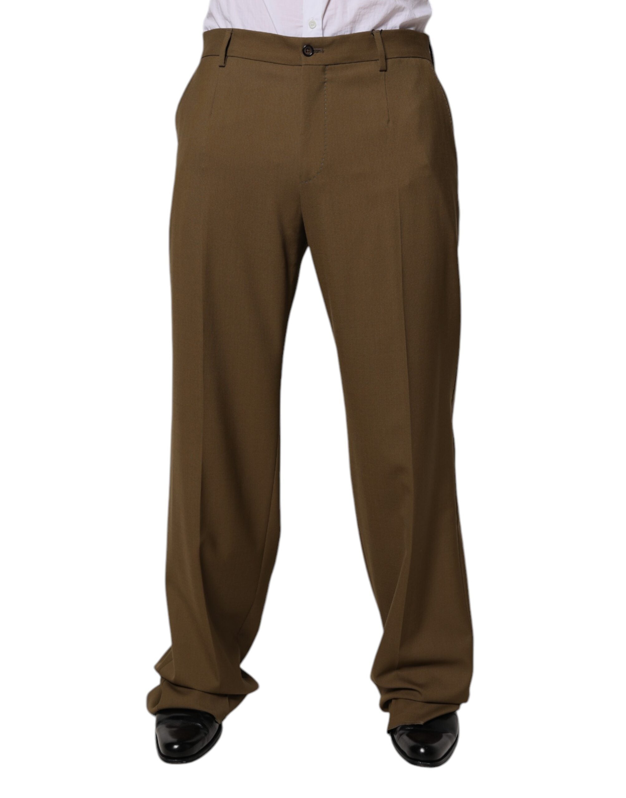 Dolce & Gabbana Brown Wool Straight Formal Dress Pants LUNESCAPE