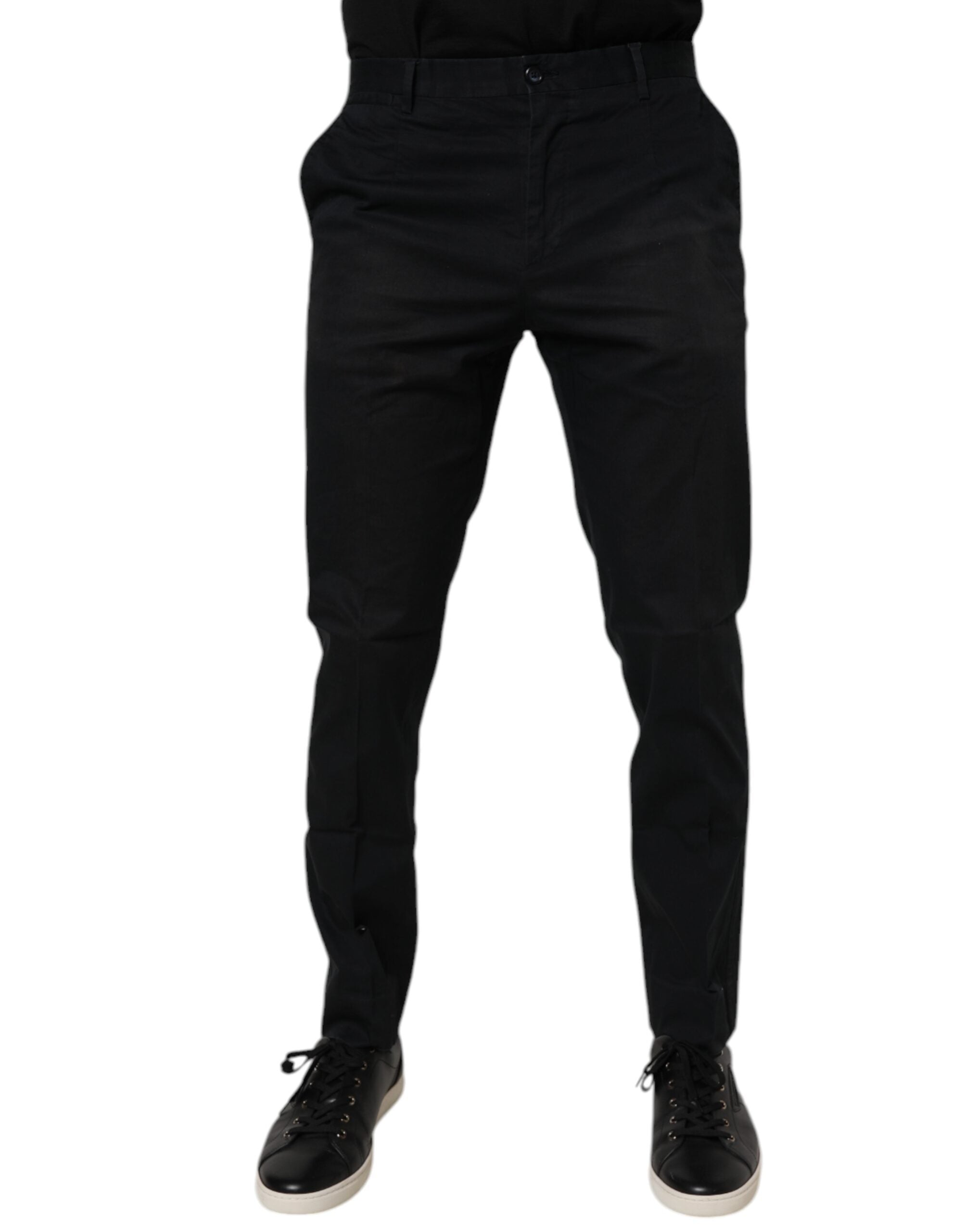 Dolce & Gabbana Black Cotton Stretch Skinny Dress Formal Pants LUNESCAPE