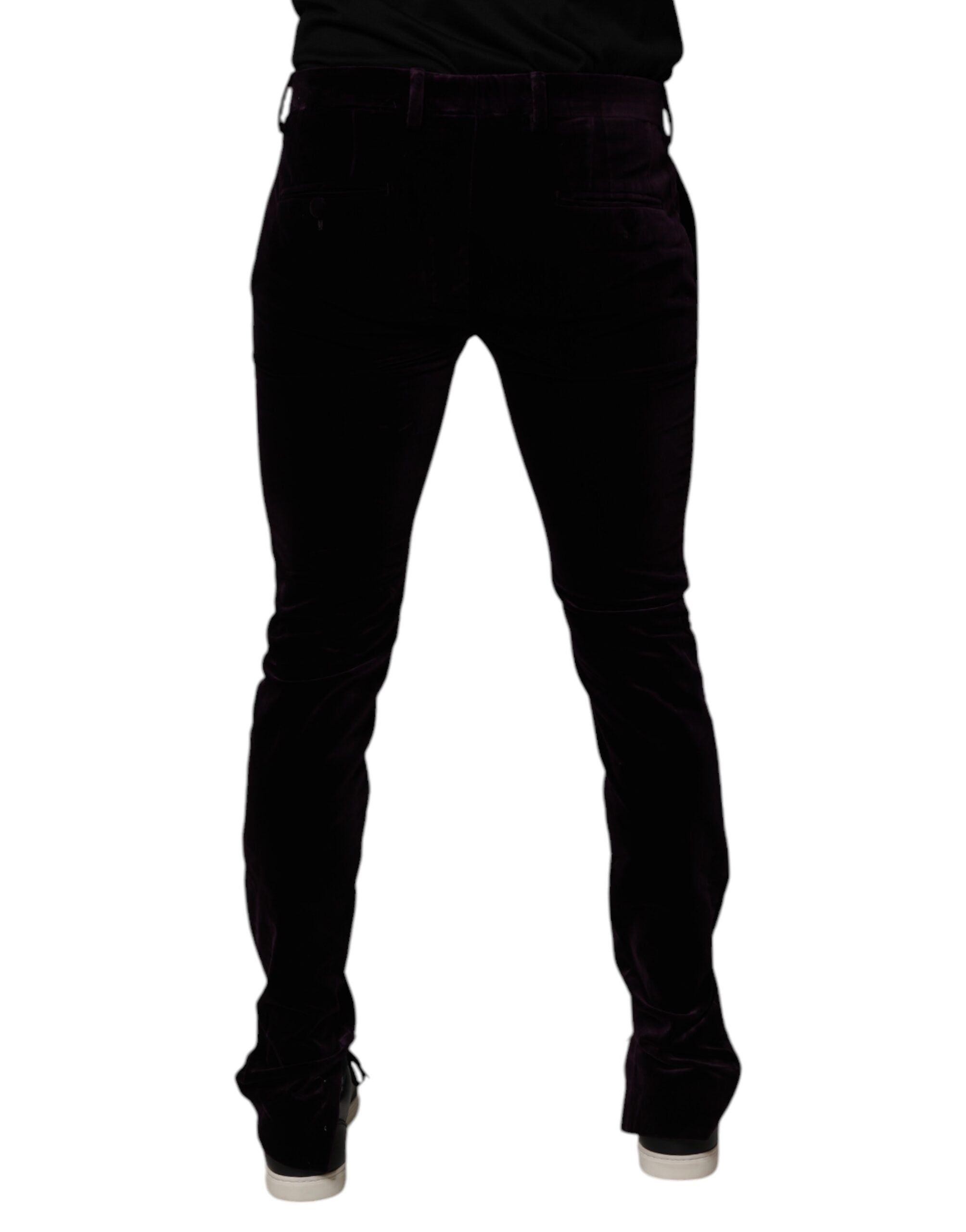 Dolce & Gabbana Violet Velvet Cotton Men Dress Formal Pants