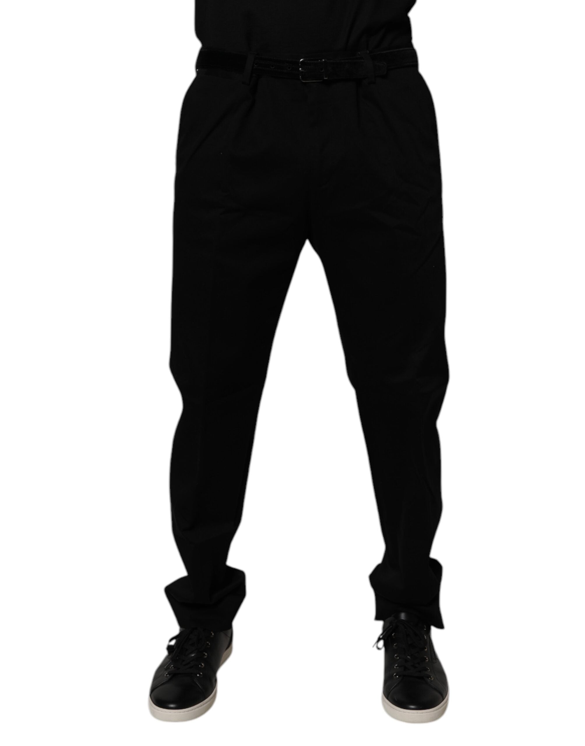 Dolce & Gabbana Black Cotton Men Skinny Dress Formal Pants LUNESCAPE