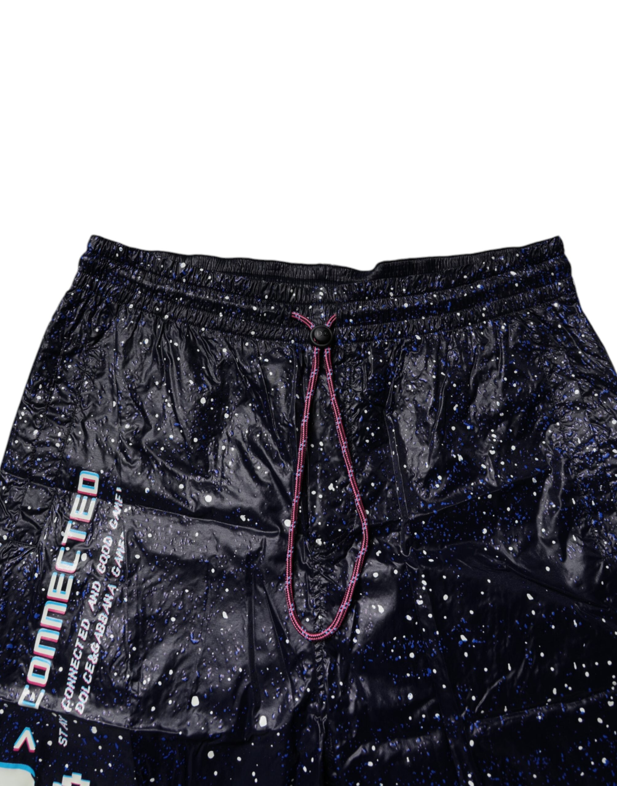 Dolce & Gabbana Dark Blue DG Game Print Cotton Jogger Pants