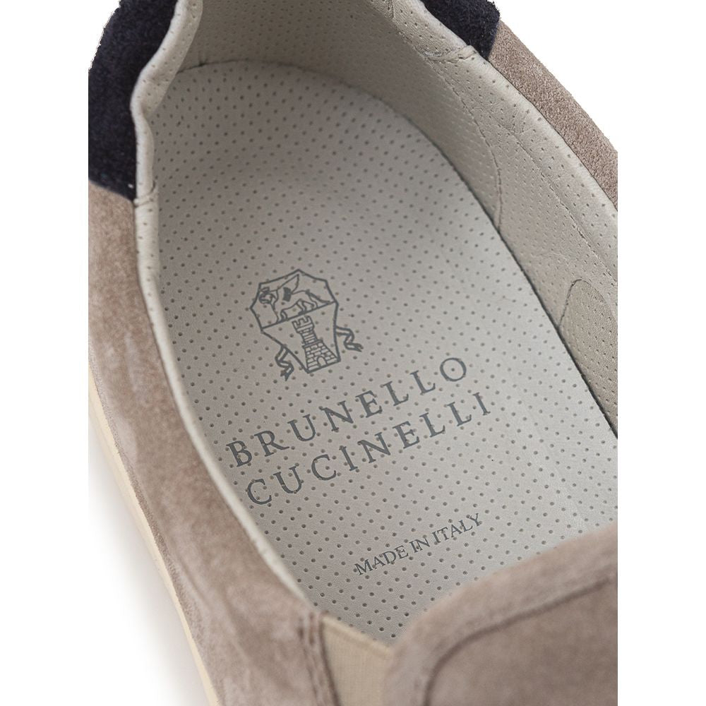 Brunello Cucinelli Gray Leather Sneaker LUNESCAPE