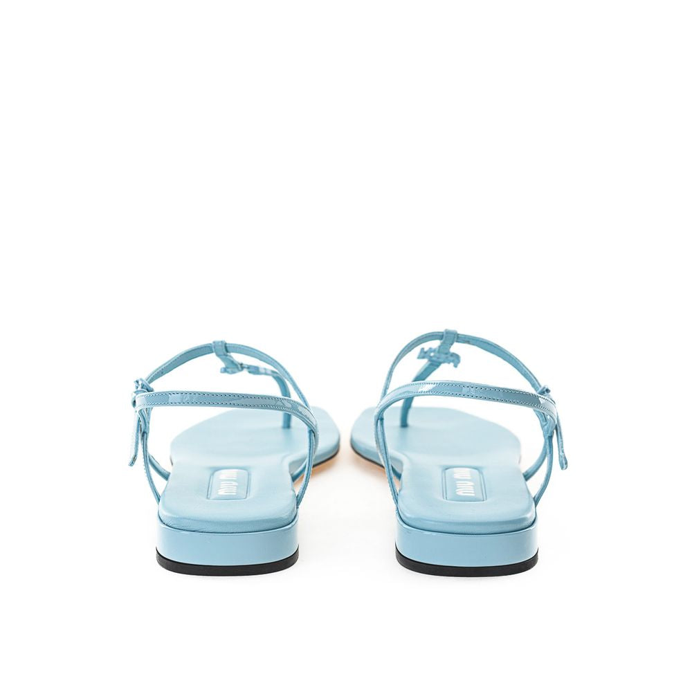 Miu Miu Blue Patent Leather Flip-Flop Sandal LUNESCAPE