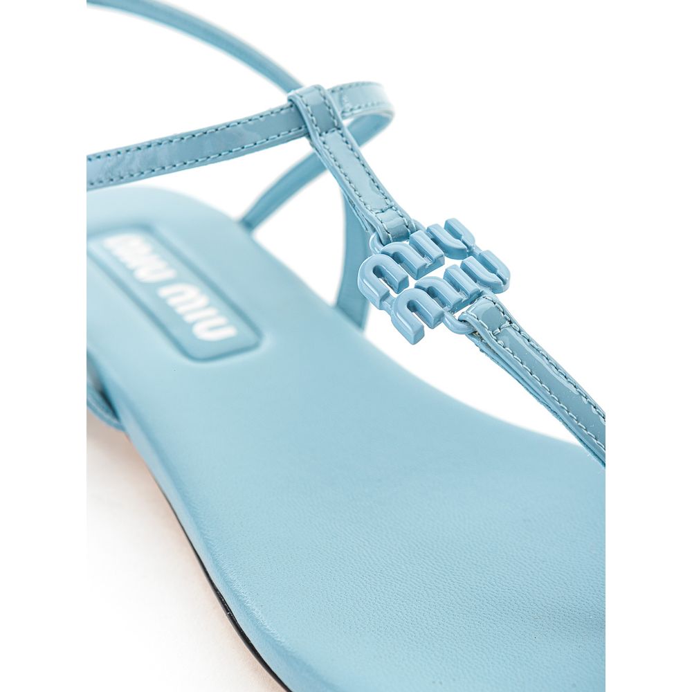 Miu Miu Blue Patent Leather Flip-Flop Sandal LUNESCAPE