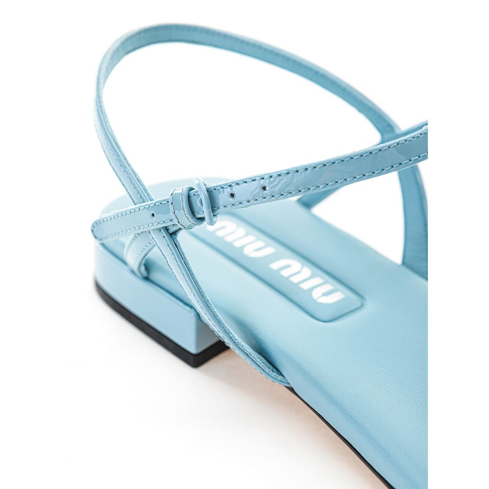 Miu Miu Blue Patent Leather Flip-Flop Sandal LUNESCAPE
