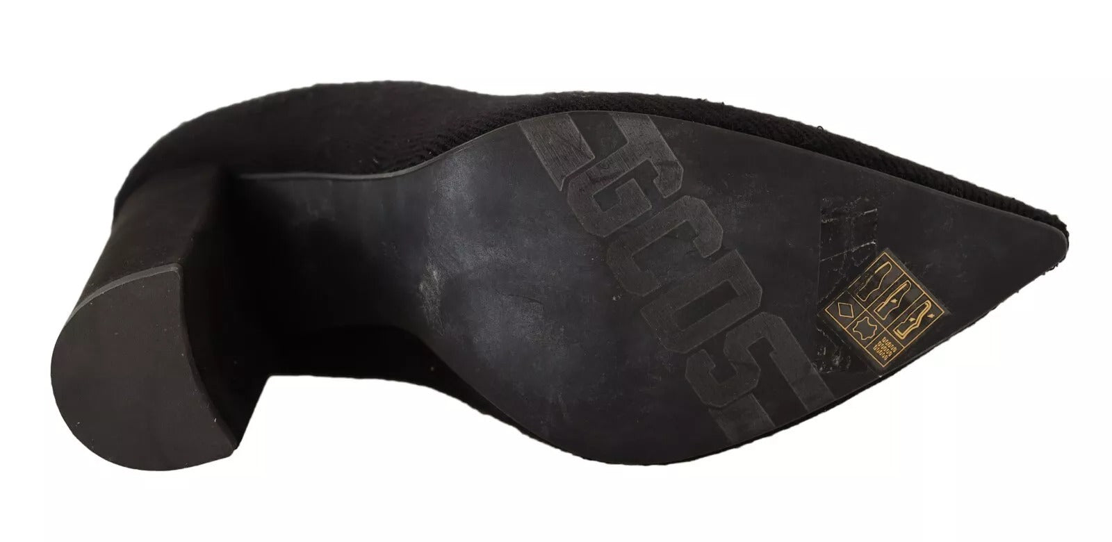 GCDS Black Suede Logo Socks Block Heel Ankle Boots Shoes LUNESCAPE
