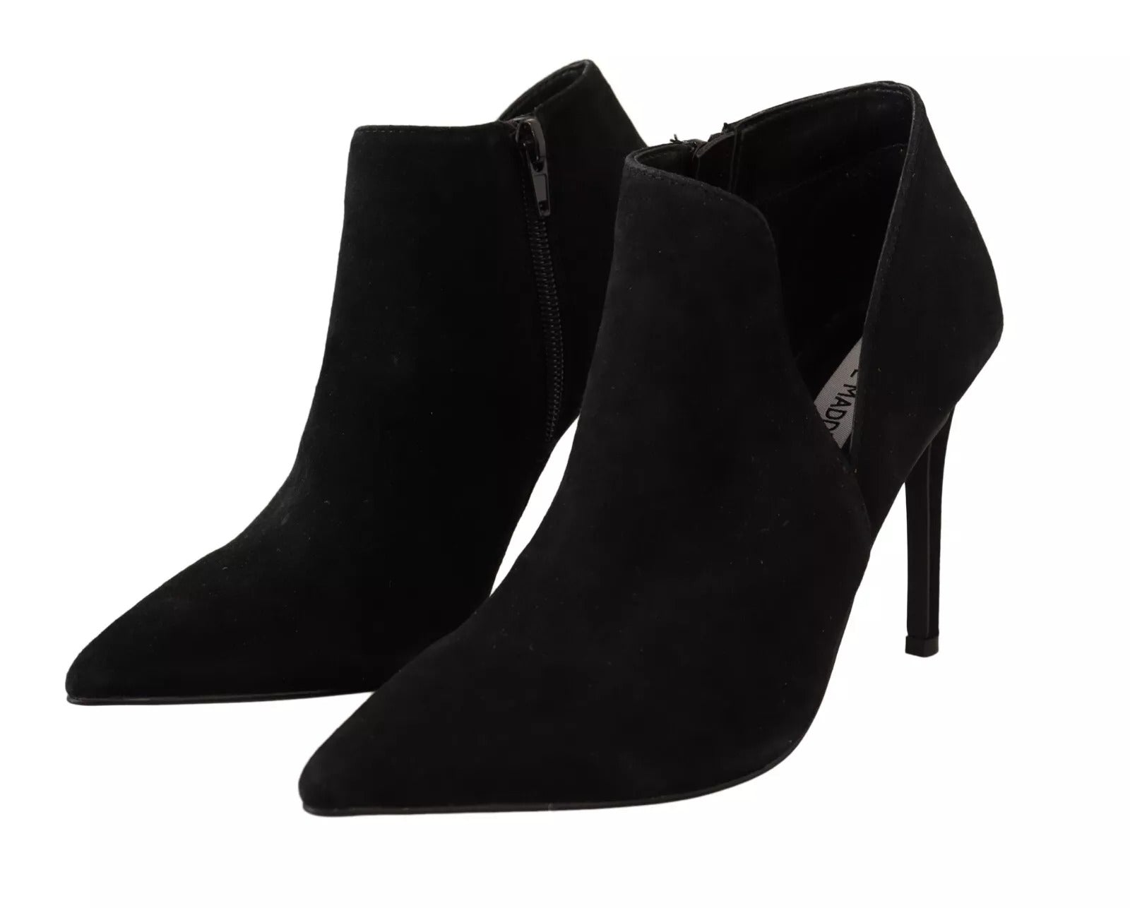 Steve Madden Black Suede Leather Stiletto Heels Boots Shoes LUNESCAPE