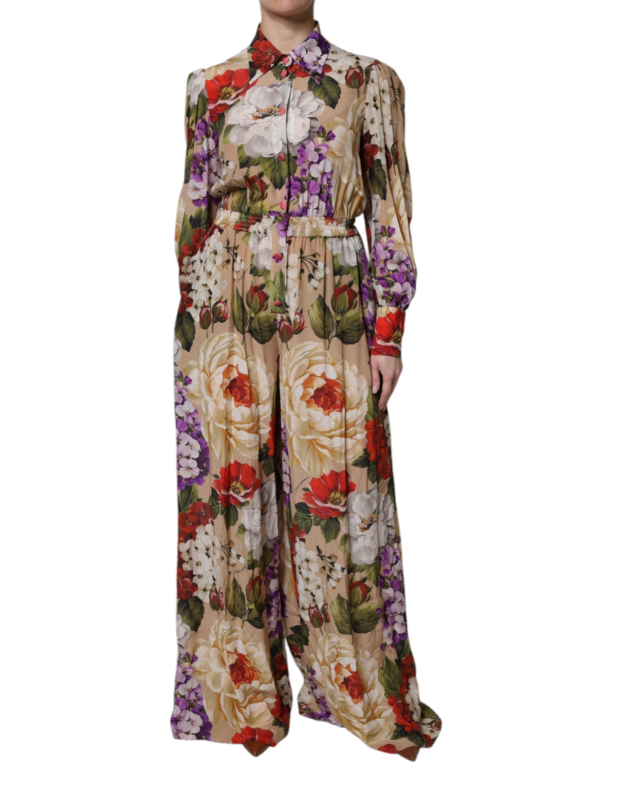 Dolce & Gabbana Multicolor Floral Wide Leg Jumpsuit Dress LUNESCAPE
