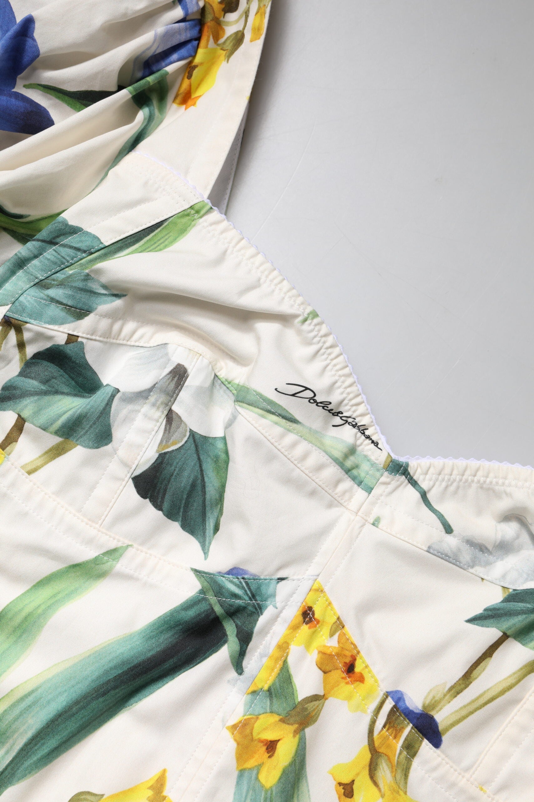 Dolce & Gabbana White Floral Puff Sleeves Crop Blouse Top LUNESCAPE