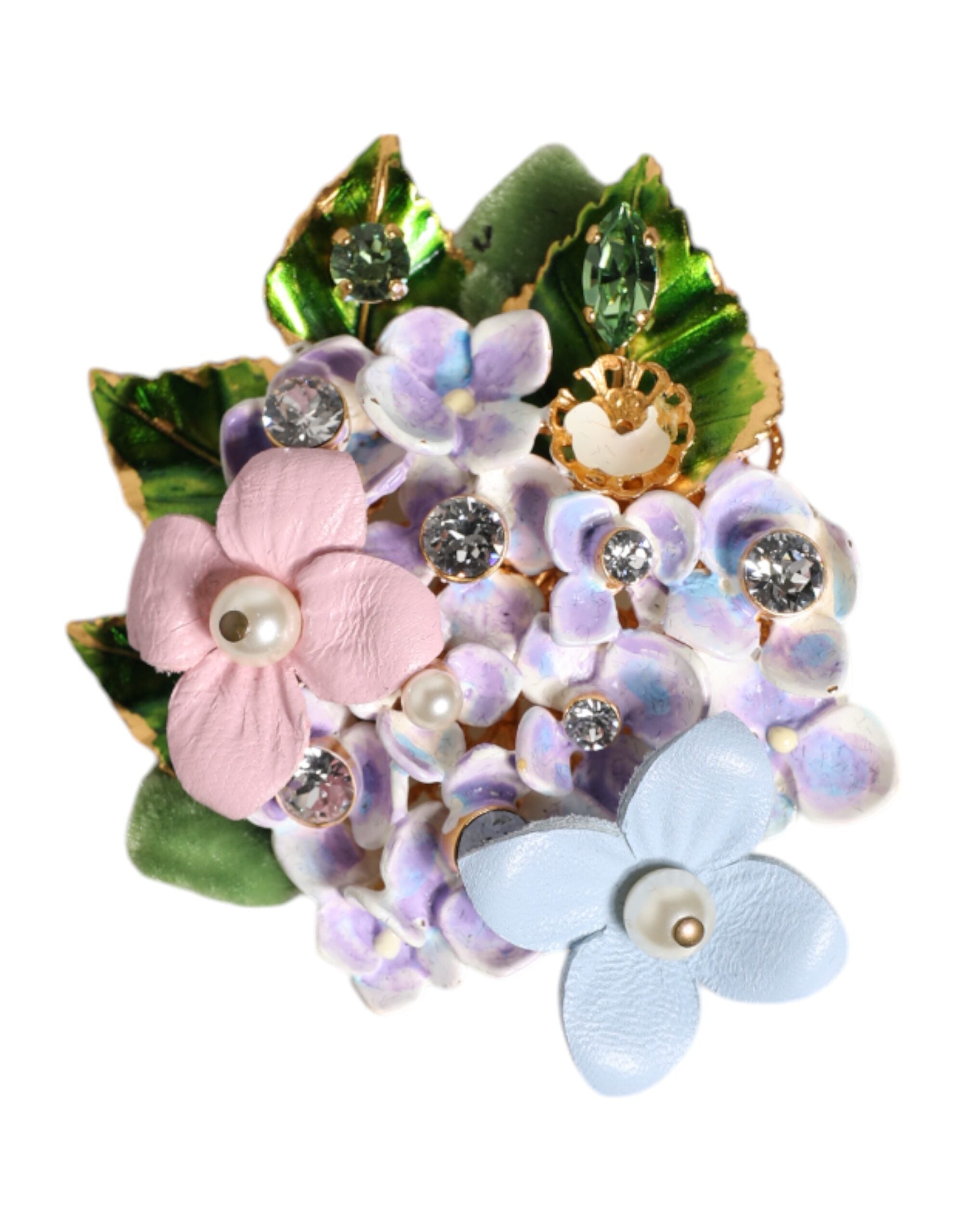Dolce & Gabbana Multicolor Floral Crystals Pearls Enamel Accents Brooch LUNESCAPE