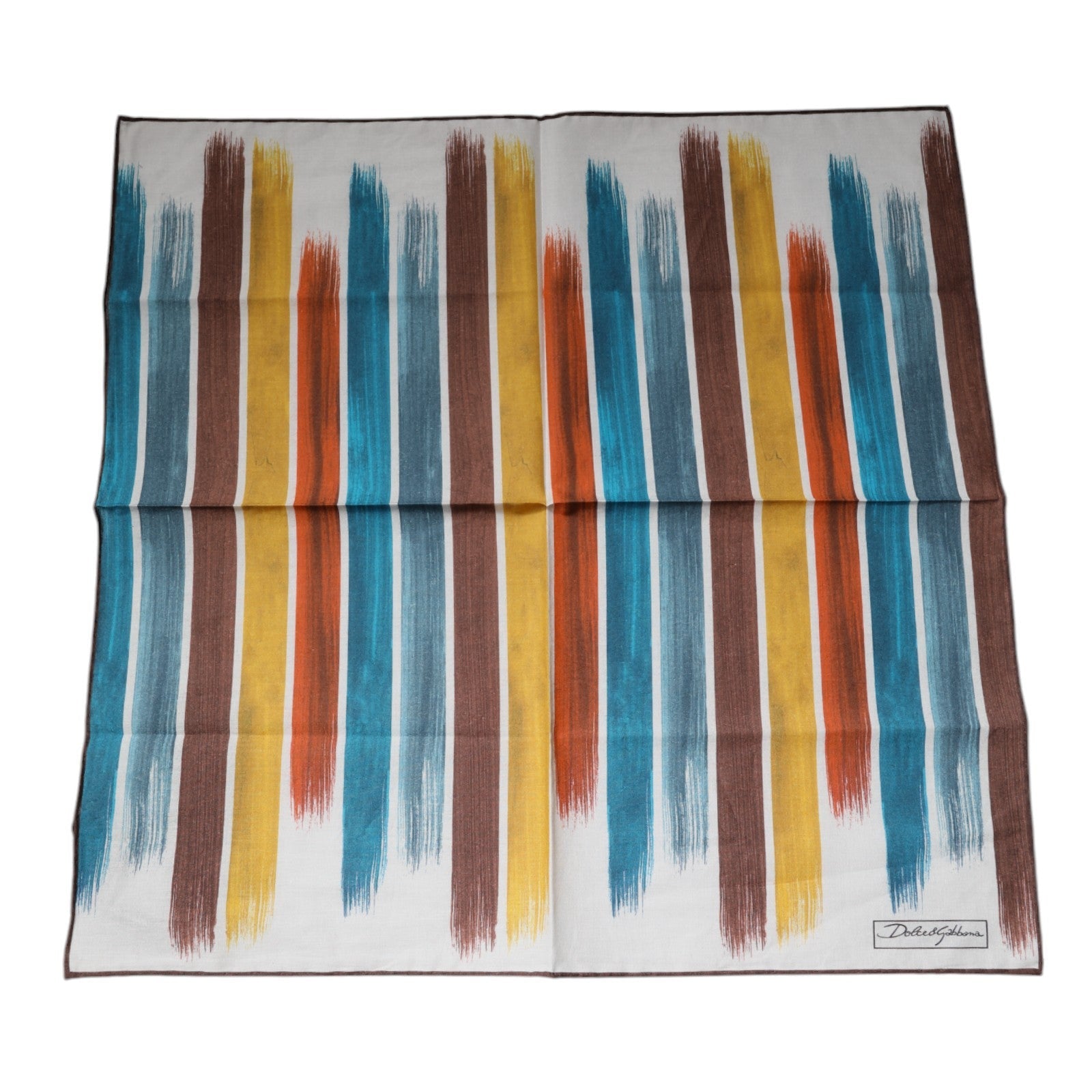 Dolce & Gabbana Multicolor Stripes Cotton Square Foulard Scarf LUNESCAPE