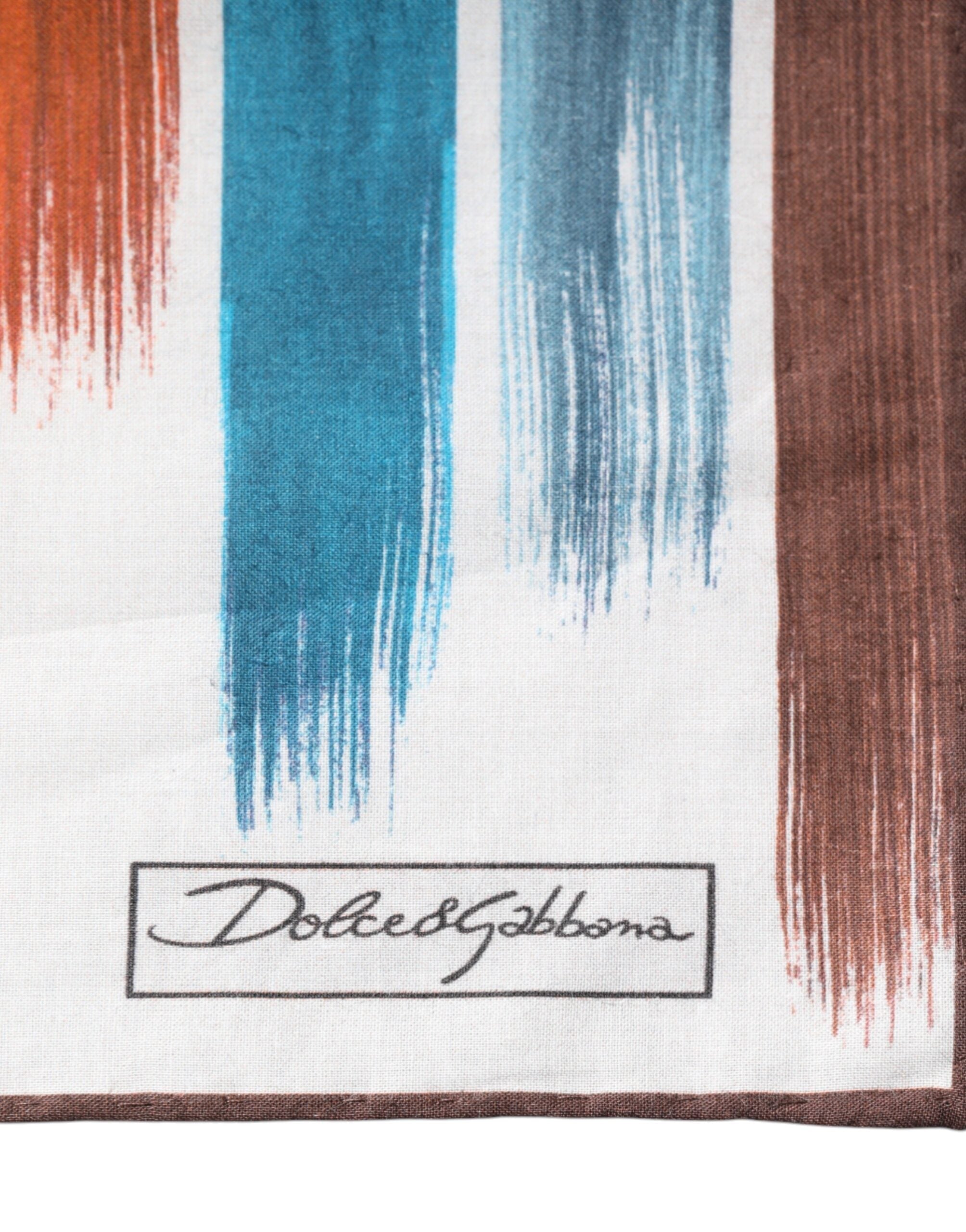 Dolce & Gabbana Multicolor Stripes Cotton Square Foulard Scarf LUNESCAPE