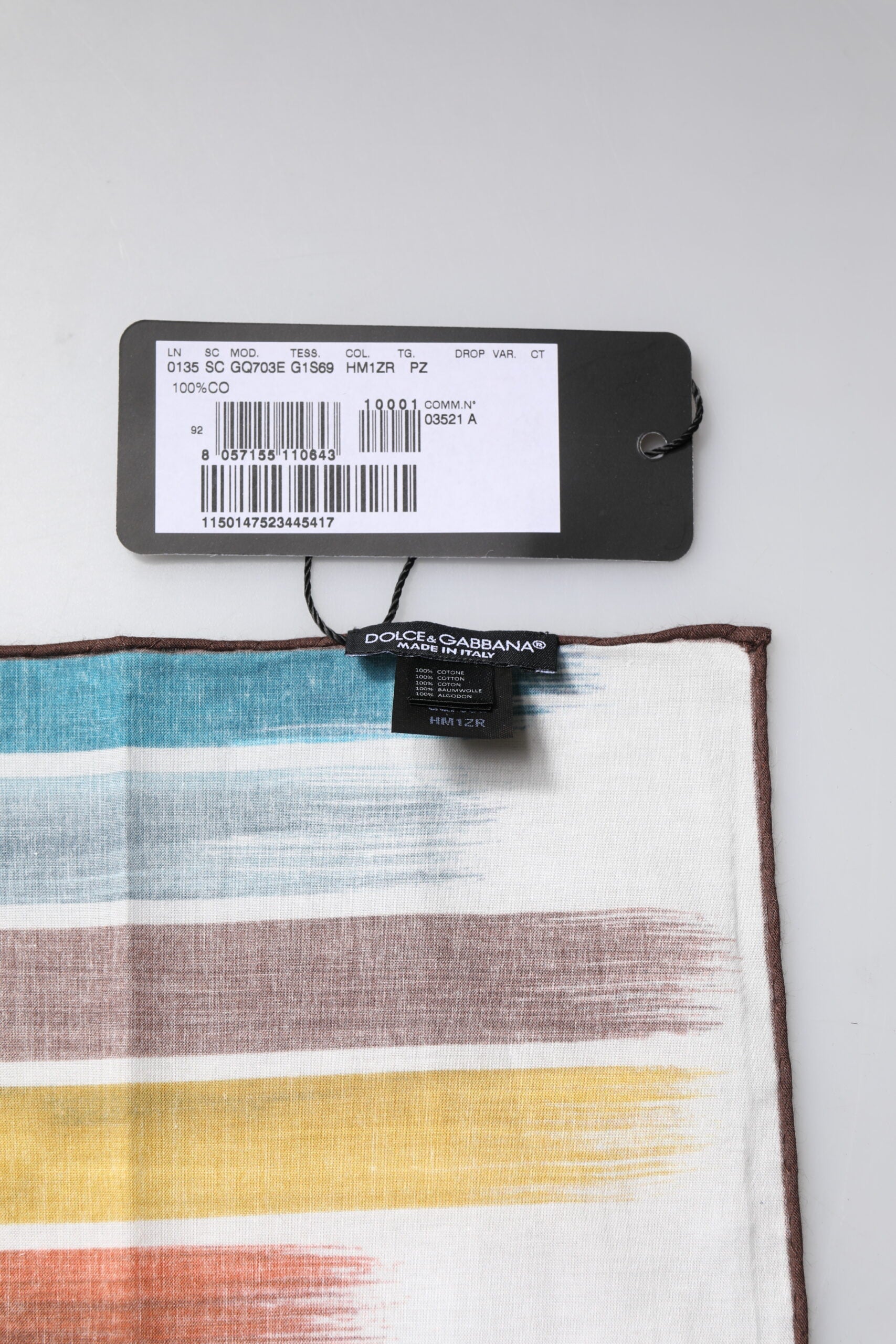 Dolce & Gabbana Multicolor Stripes Cotton Square Foulard Scarf LUNESCAPE