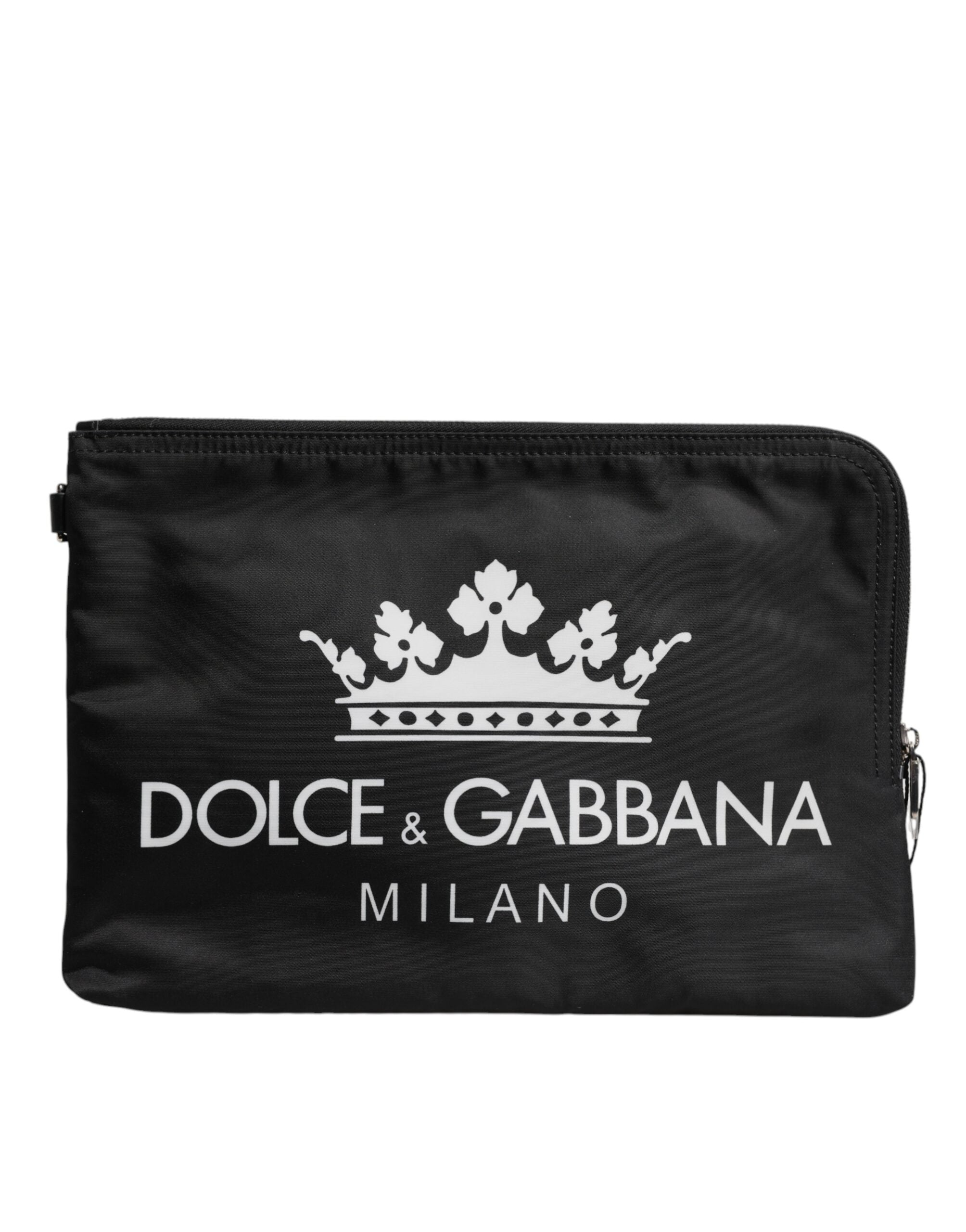 Dolce & Gabbana Black DG Milano Print Nylon Pouch Clutch Bag LUNESCAPE