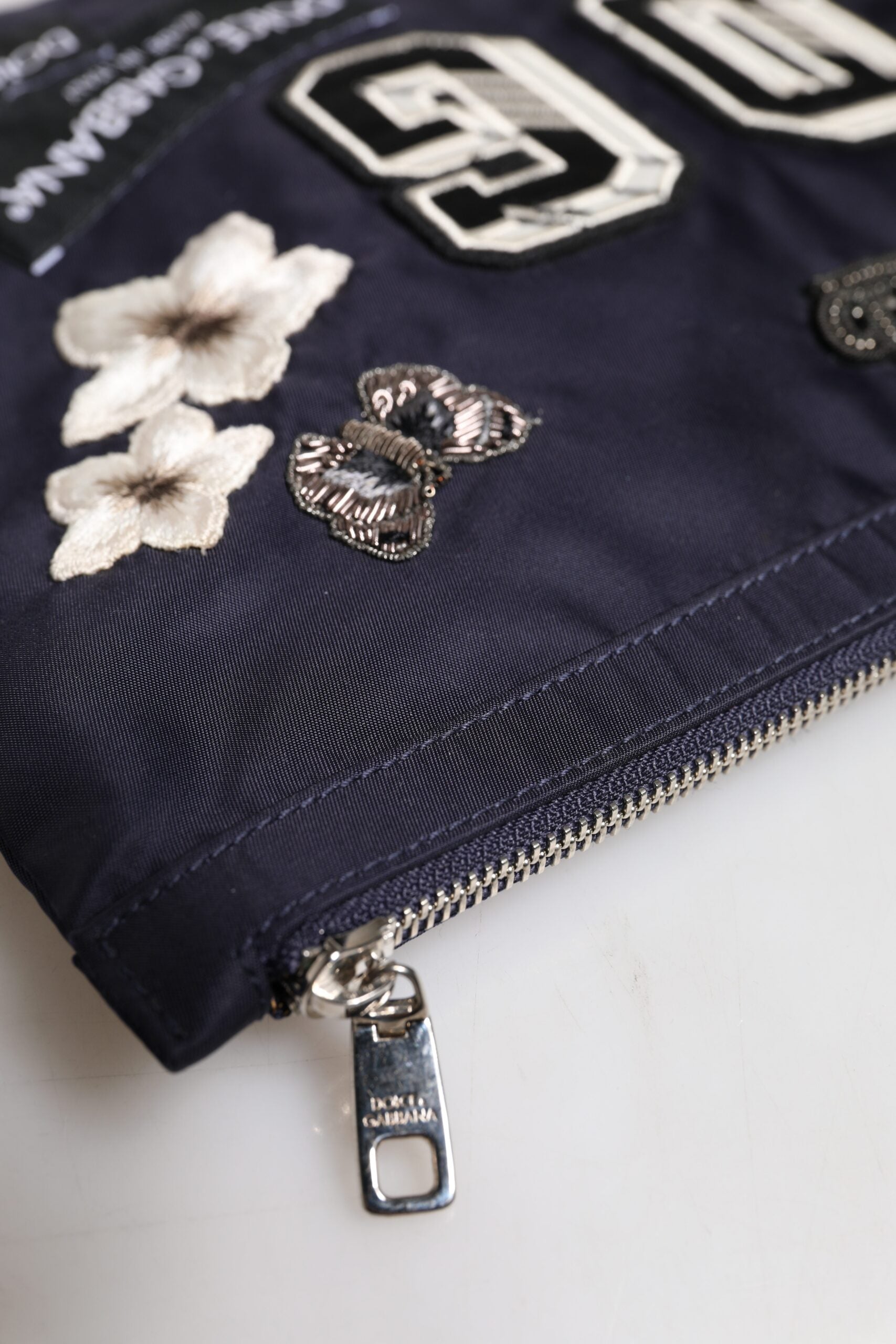 Dolce & Gabbana Blue DG Logo Patch Embellished Pouch Clutch Bag LUNESCAPE