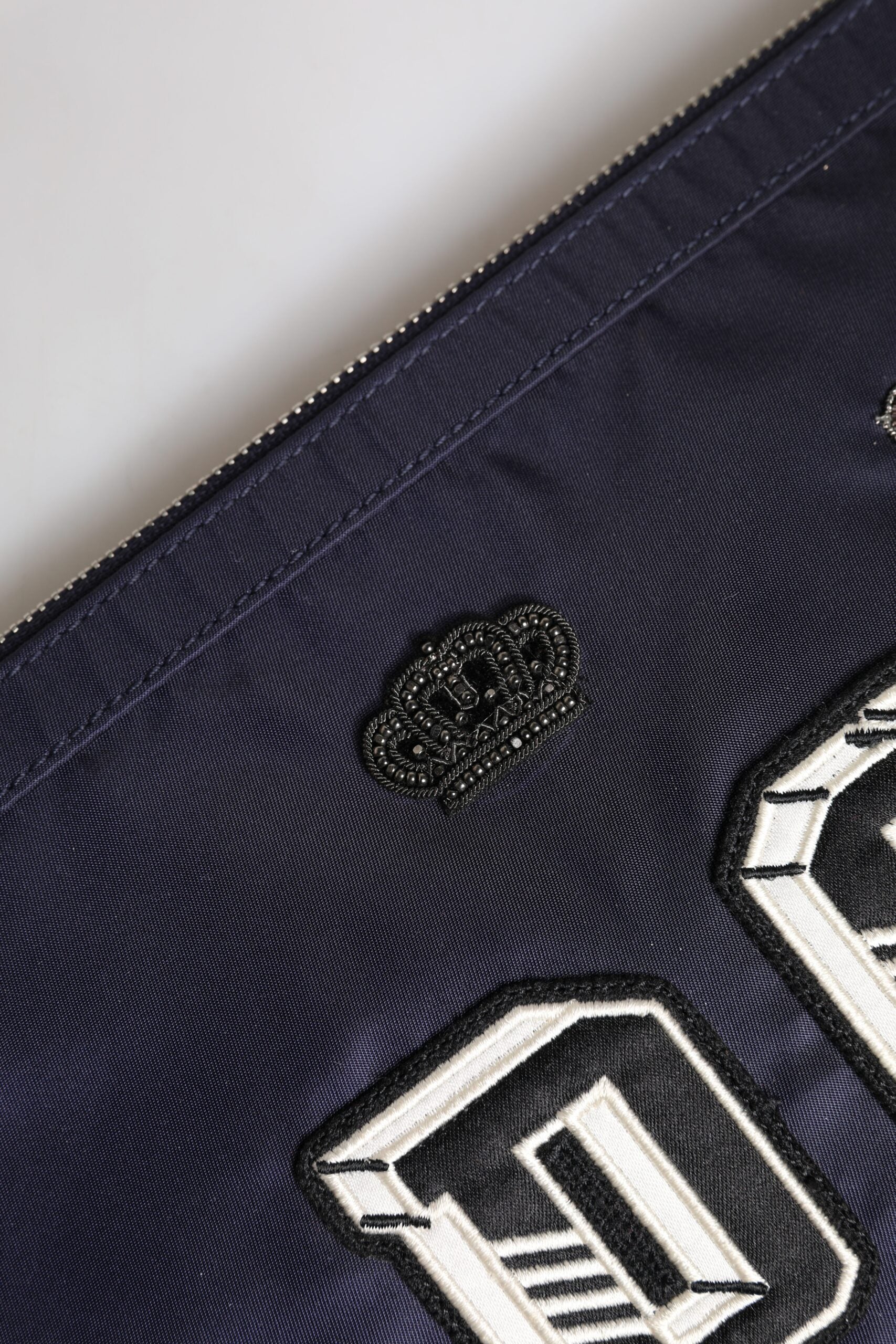 Dolce & Gabbana Blue DG Logo Patch Embellished Pouch Clutch Bag LUNESCAPE