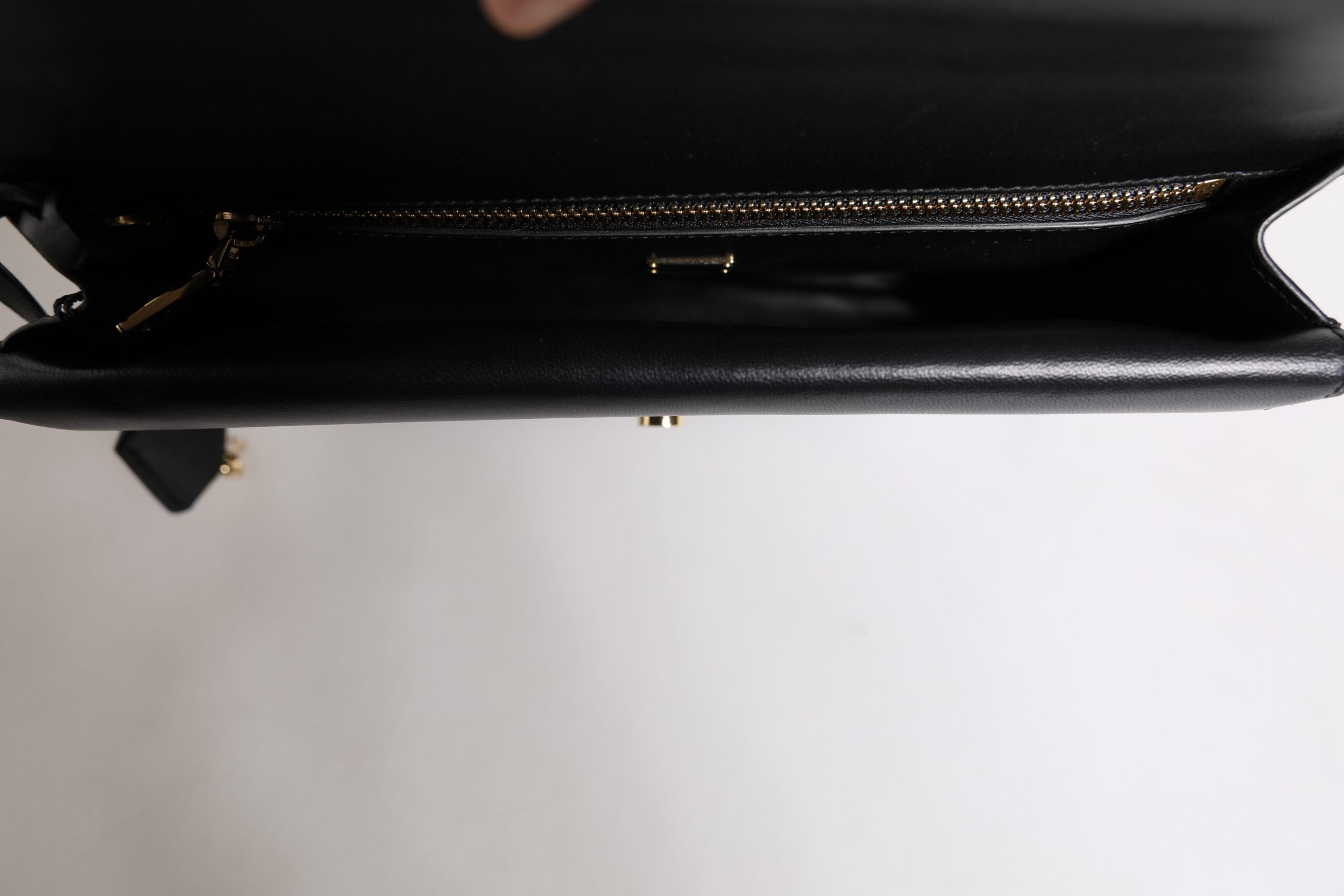 Dolce & Gabbana Black Leather Logo Plaque Document Briefcase Bag LUNESCAPE