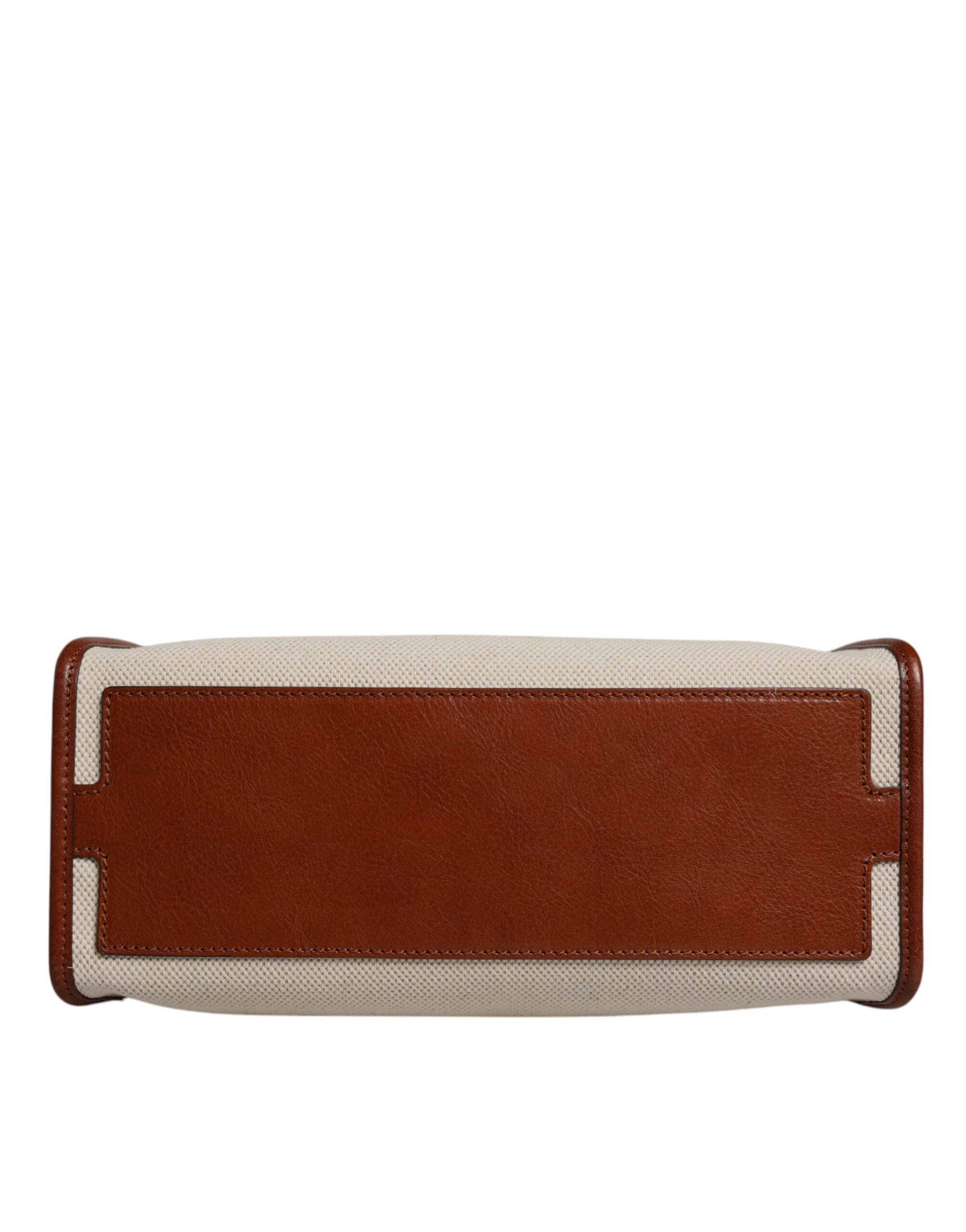 Dolce & Gabbana Beige Cotton Leather Duffle Weekender Bag LUNESCAPE