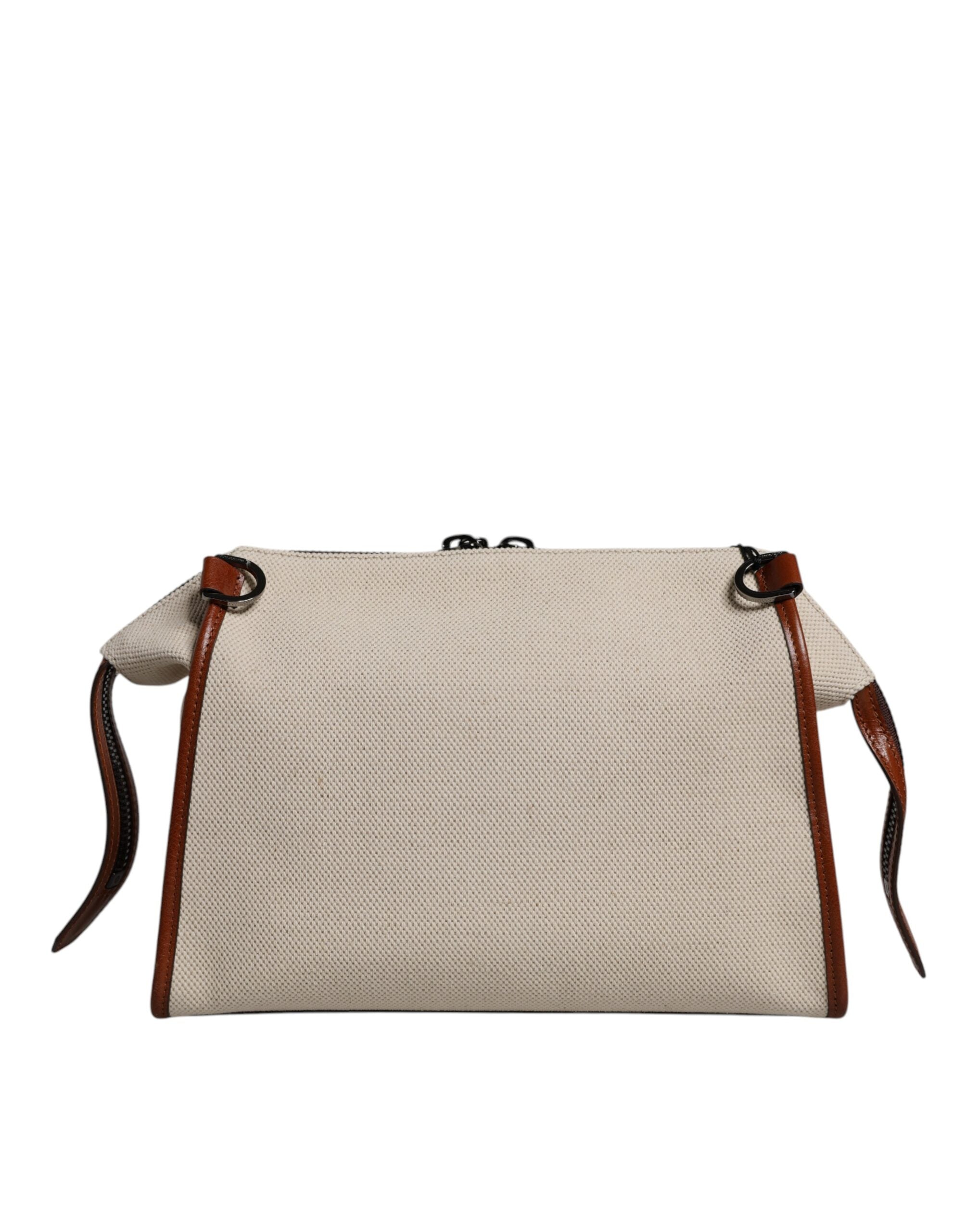 Dolce & Gabbana Ivory Cotton Leather Duffel Weekender Bag LUNESCAPE